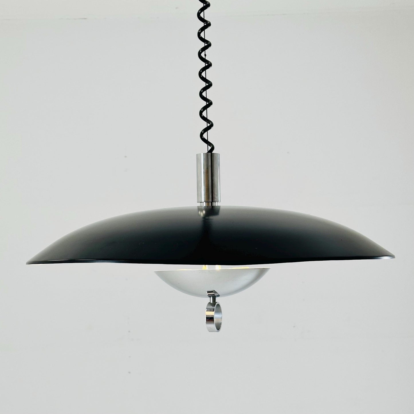 Mid century black chrome hanging lamp by Hillebrand Lighting, 1980s