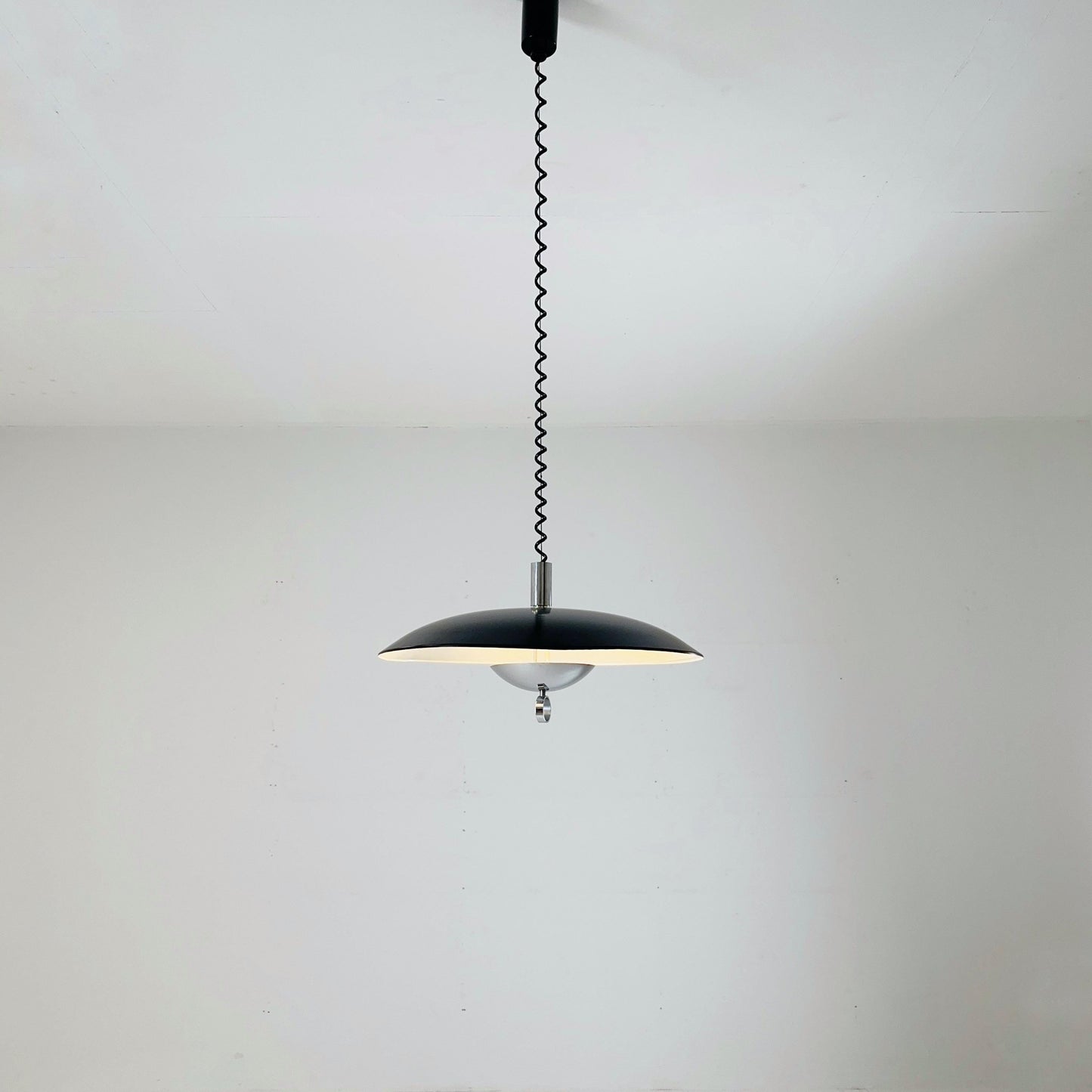 Mid century black chrome hanging lamp by Hillebrand Lighting, 1980s