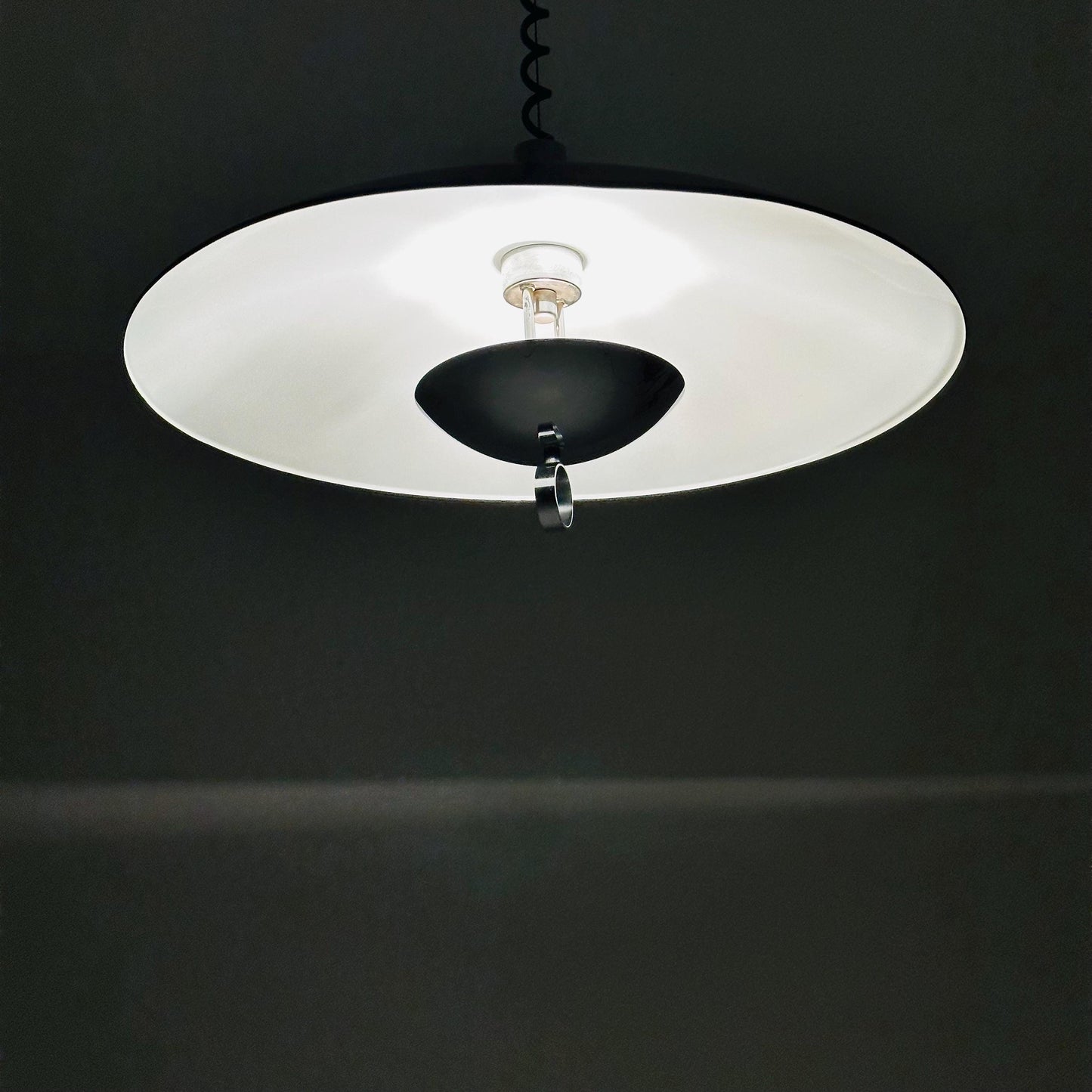 Mid century black chrome hanging lamp by Hillebrand Lighting, 1980s