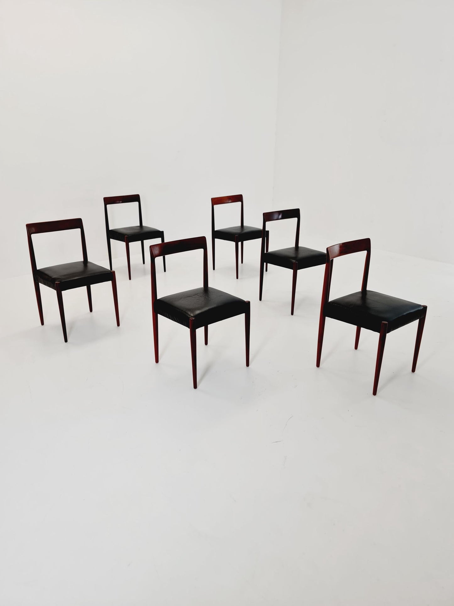 Mid century German rosewood & leather Dining Chair by Lübke, 1960s, set of 6