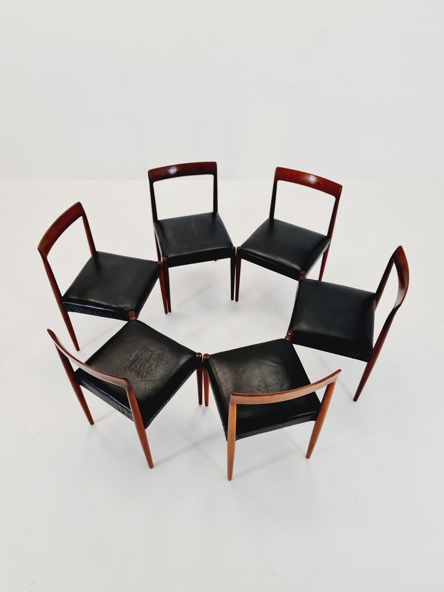 Mid century German rosewood & leather Dining Chair by Lübke, 1960s, set of 6