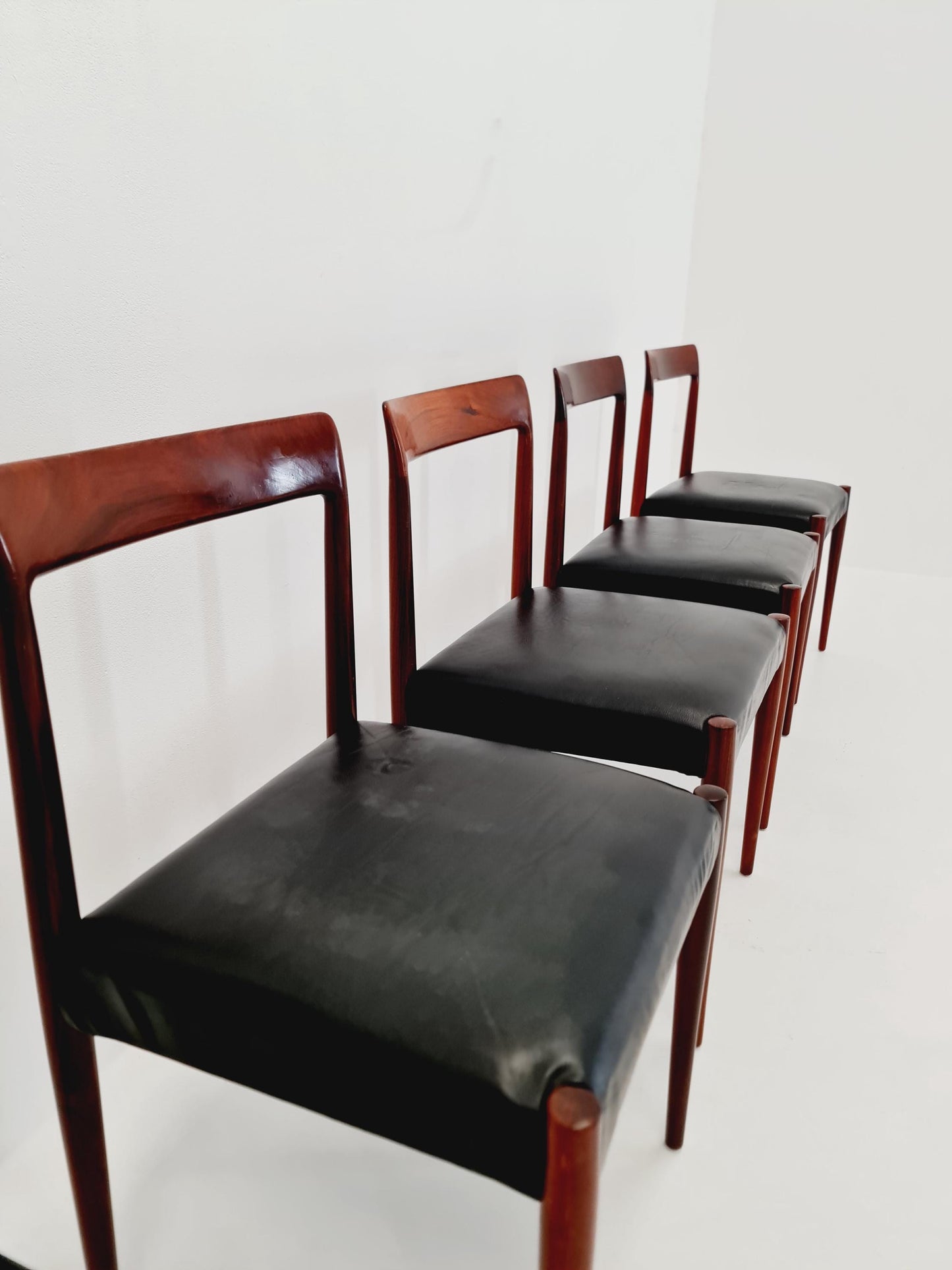 Mid century German rosewood & leather Dining Chair by Lübke, 1960s, set of 6