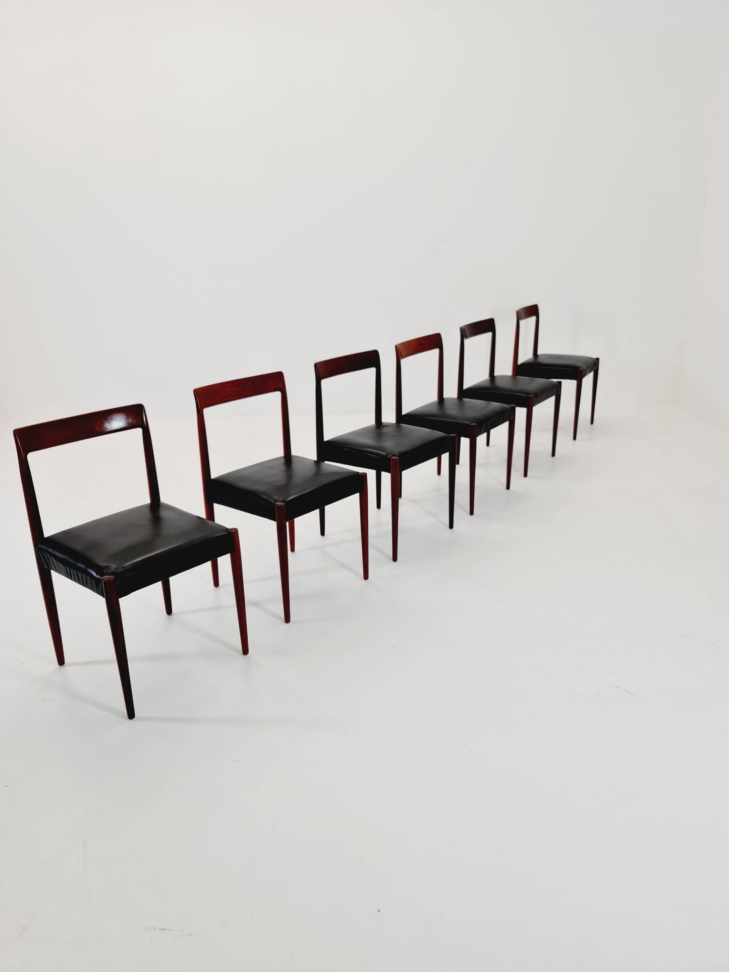 Mid century German rosewood & leather Dining Chair by Lübke, 1960s, set of 6