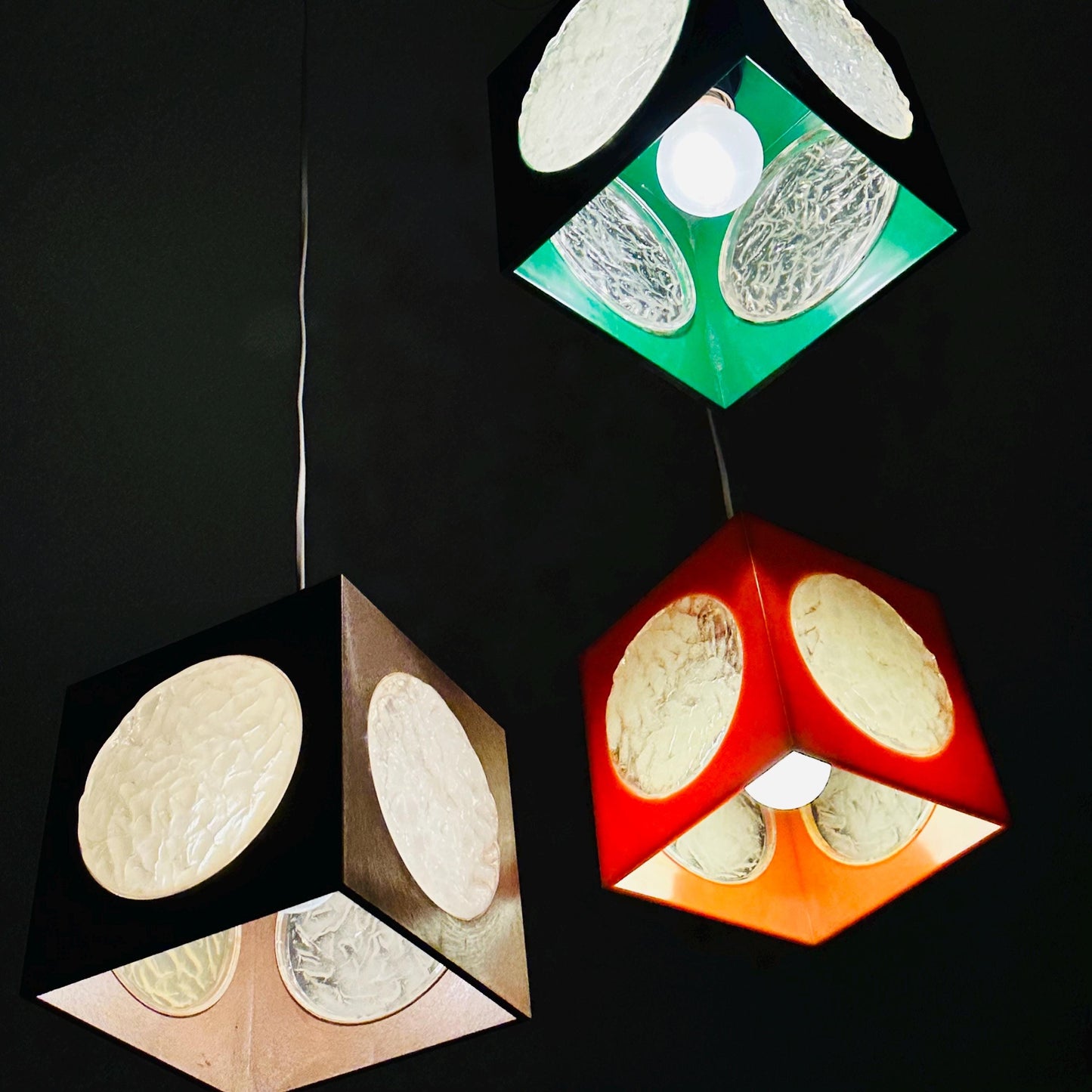 Space Age 3 piece Cube Pendant Lamp by Richard Essig, 1970s