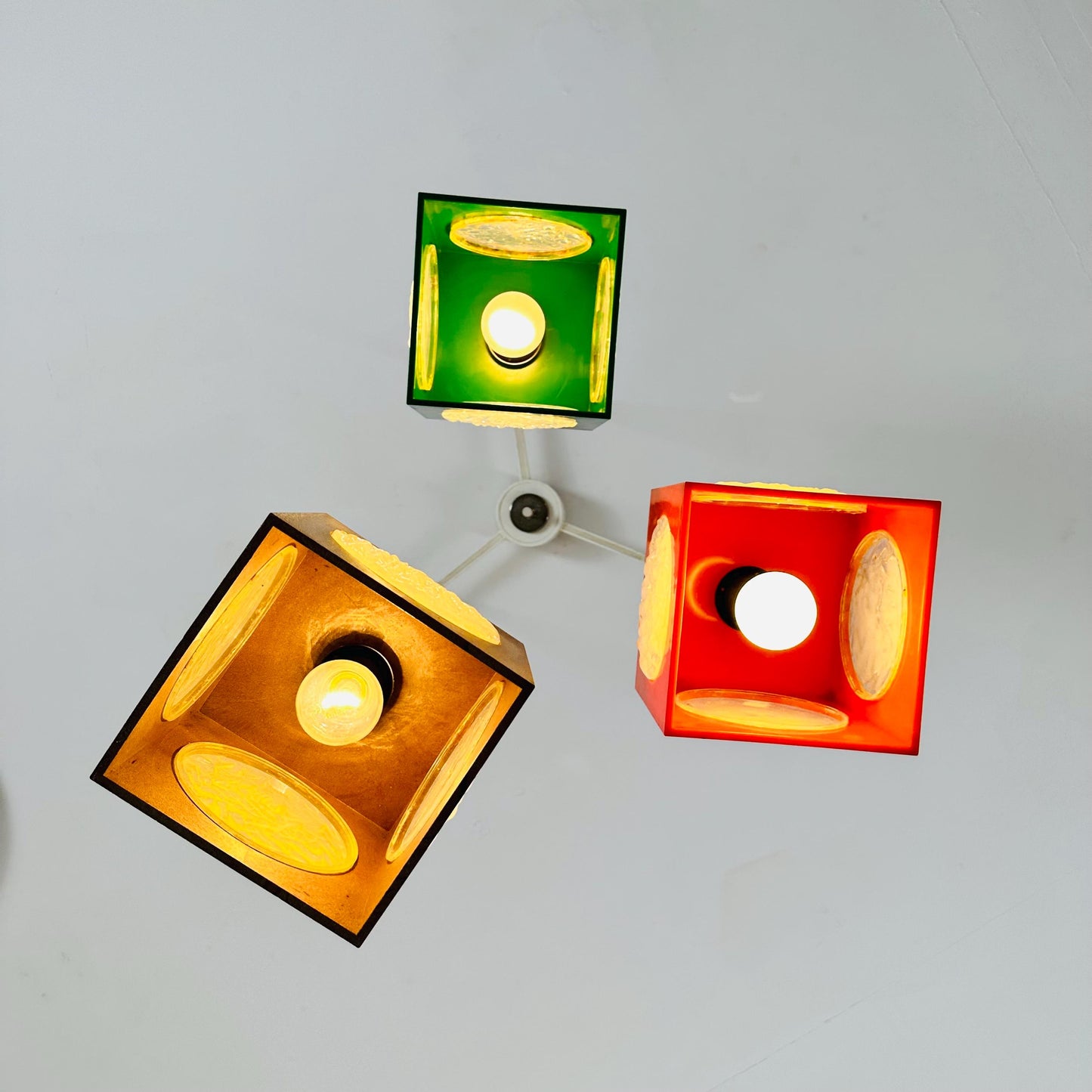 Space Age 3 piece Cube Pendant Lamp by Richard Essig, 1970s