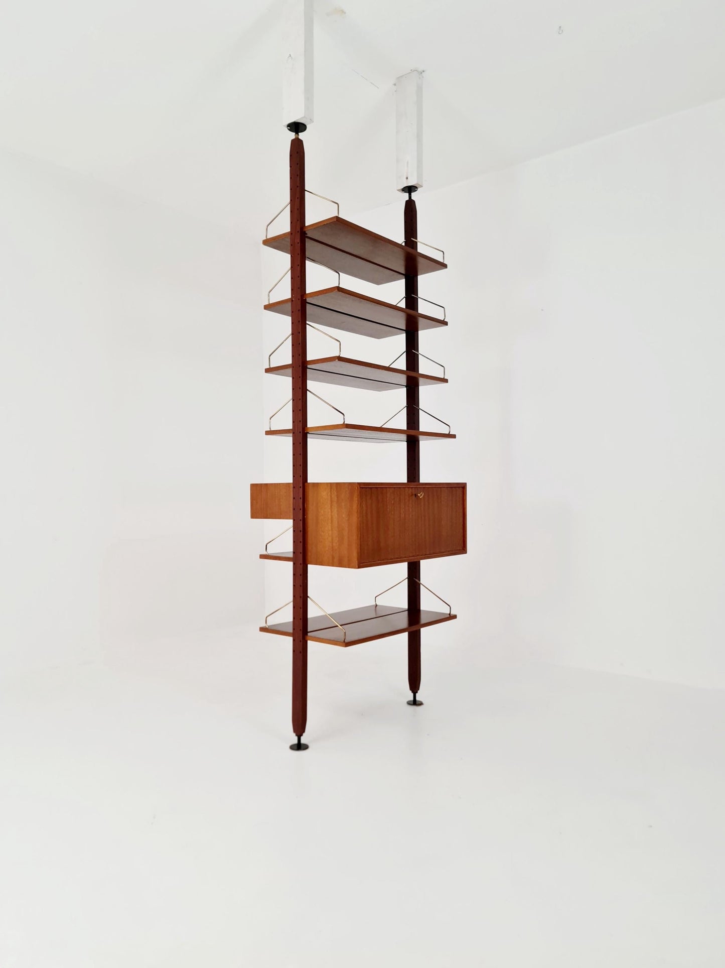 Two sides Midcentury Danish teak free standing room divider shelving Unit, by Poul Cadovius, 1960s