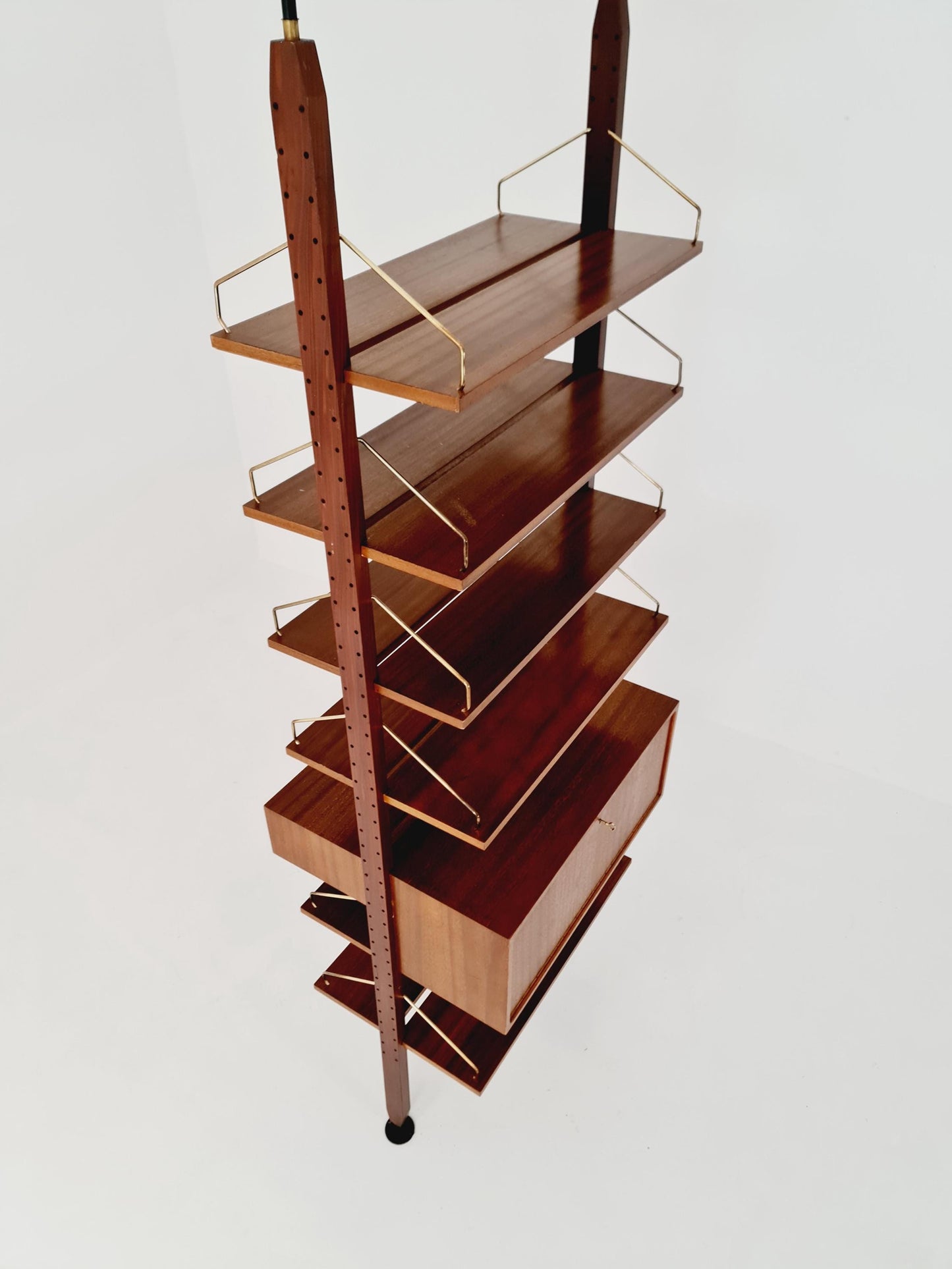 Two sides Midcentury Danish teak free standing room divider shelving Unit, by Poul Cadovius, 1960s