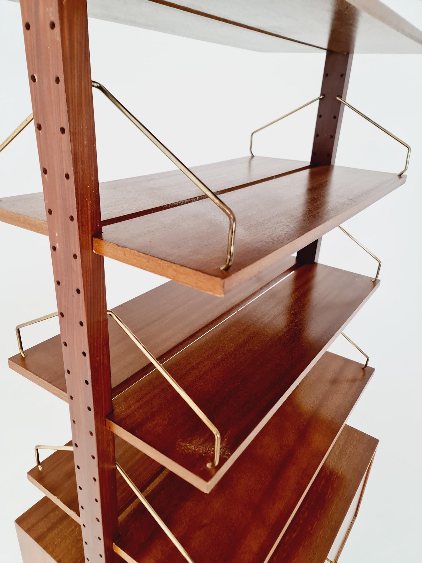 Two sides Midcentury Danish teak free standing room divider shelving Unit, by Poul Cadovius, 1960s
