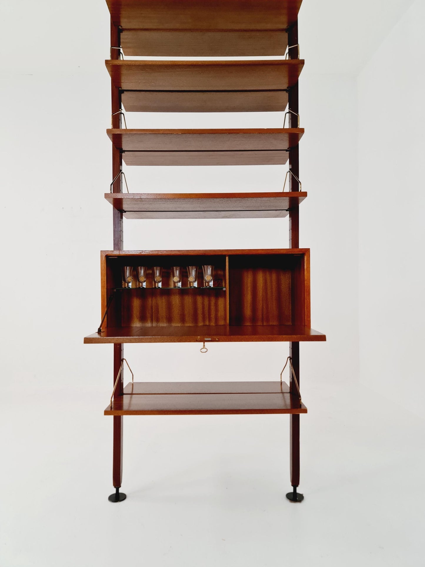 Two sides Midcentury Danish teak free standing room divider shelving Unit, by Poul Cadovius, 1960s