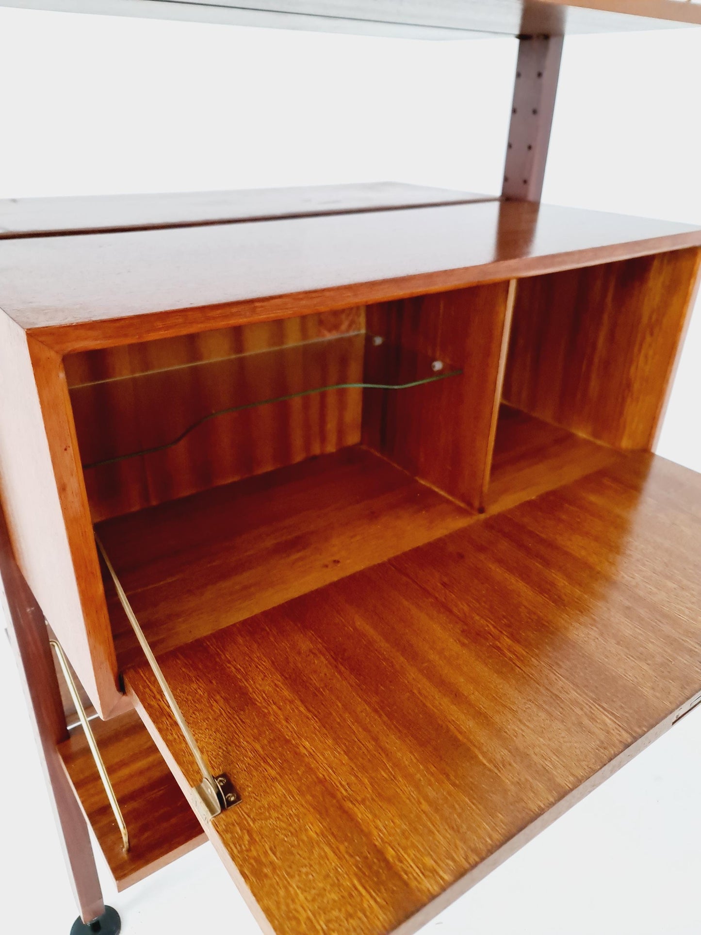 Two sides Midcentury Danish teak free standing room divider shelving Unit, by Poul Cadovius, 1960s
