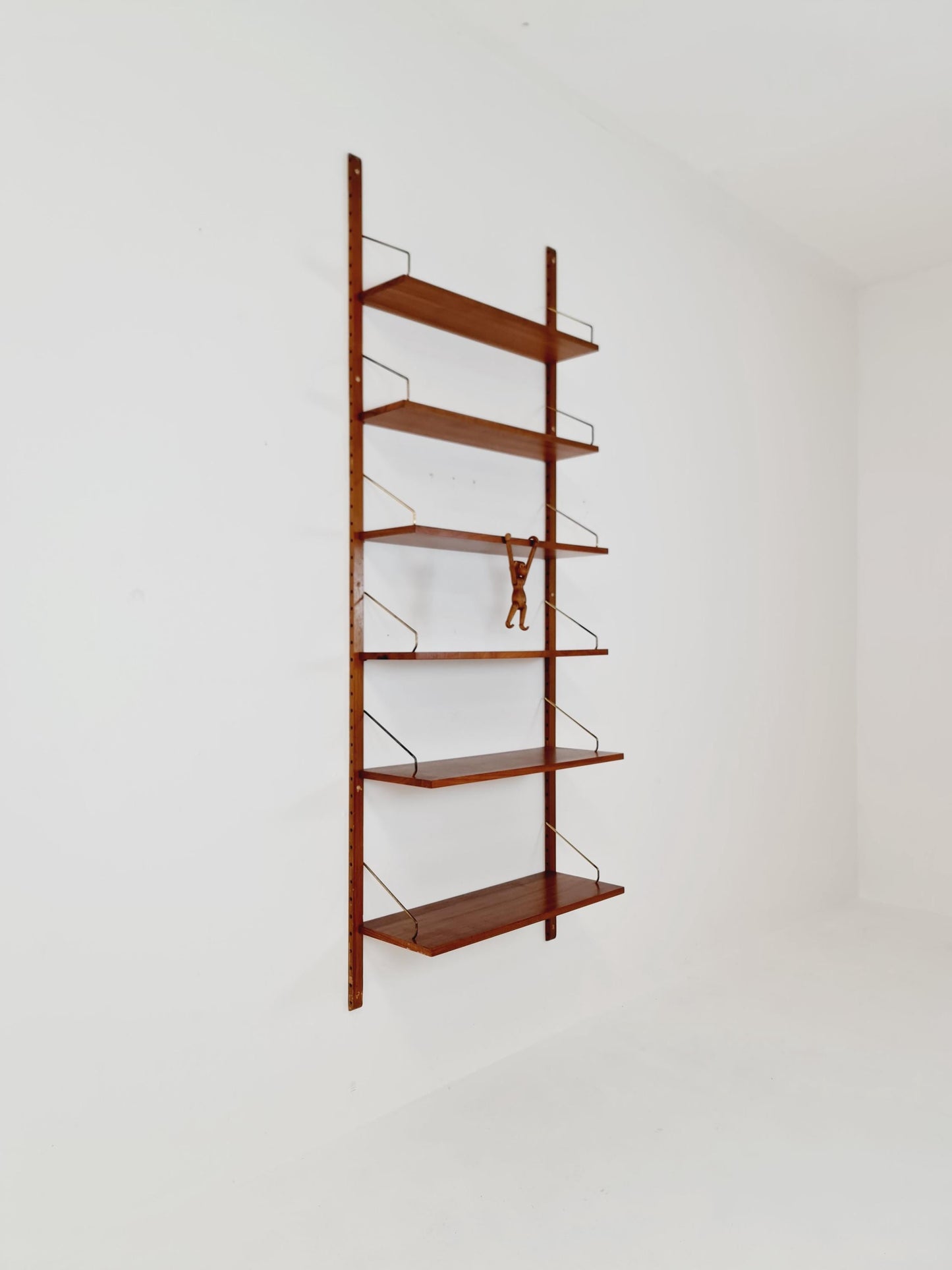 Midcentury Danish walnut Wall-Mounted Shelving Unit, by Royal for Poul Cadovius, 1960s