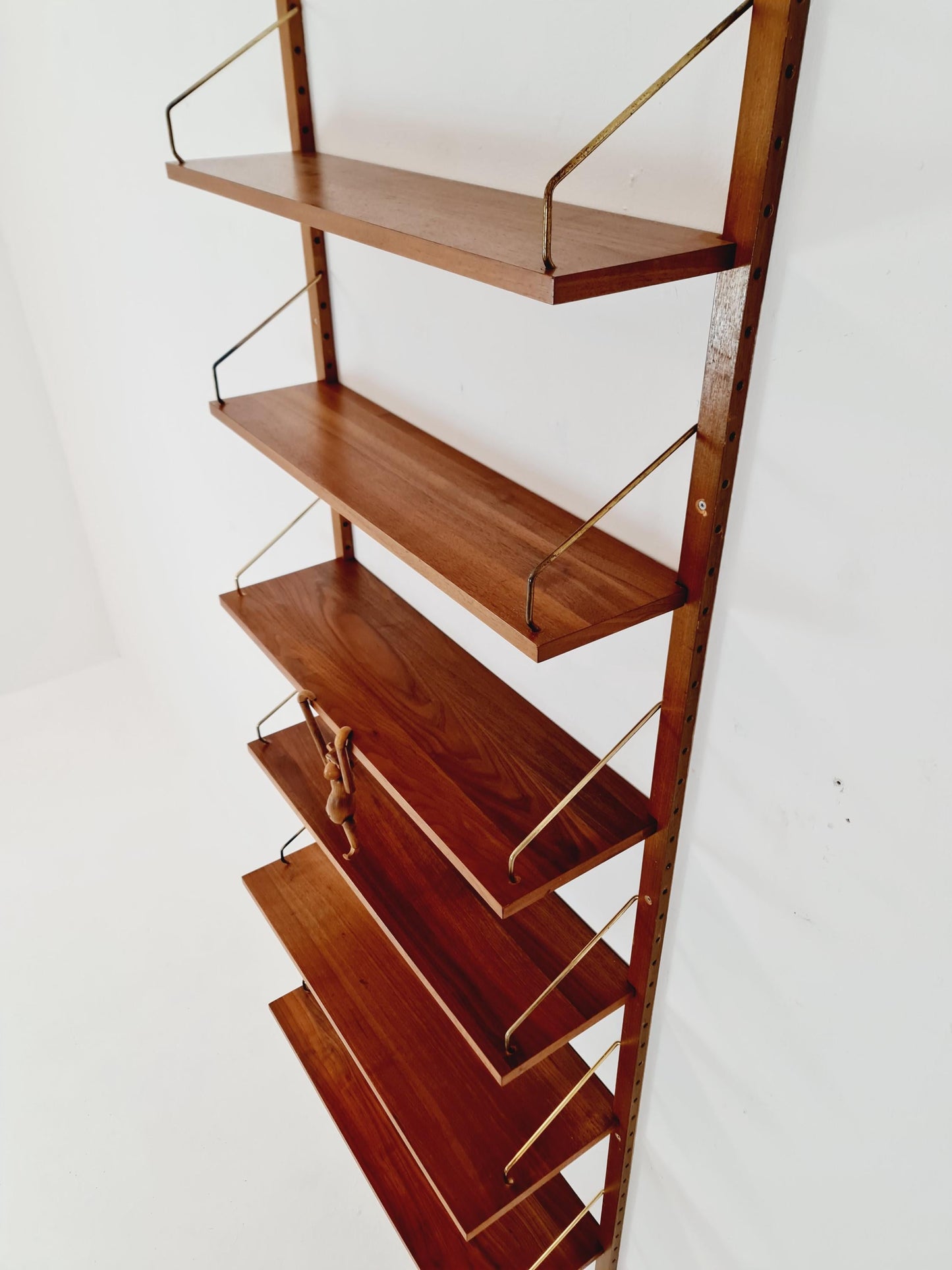 Midcentury Danish walnut Wall-Mounted Shelving Unit, by Royal for Poul Cadovius, 1960s