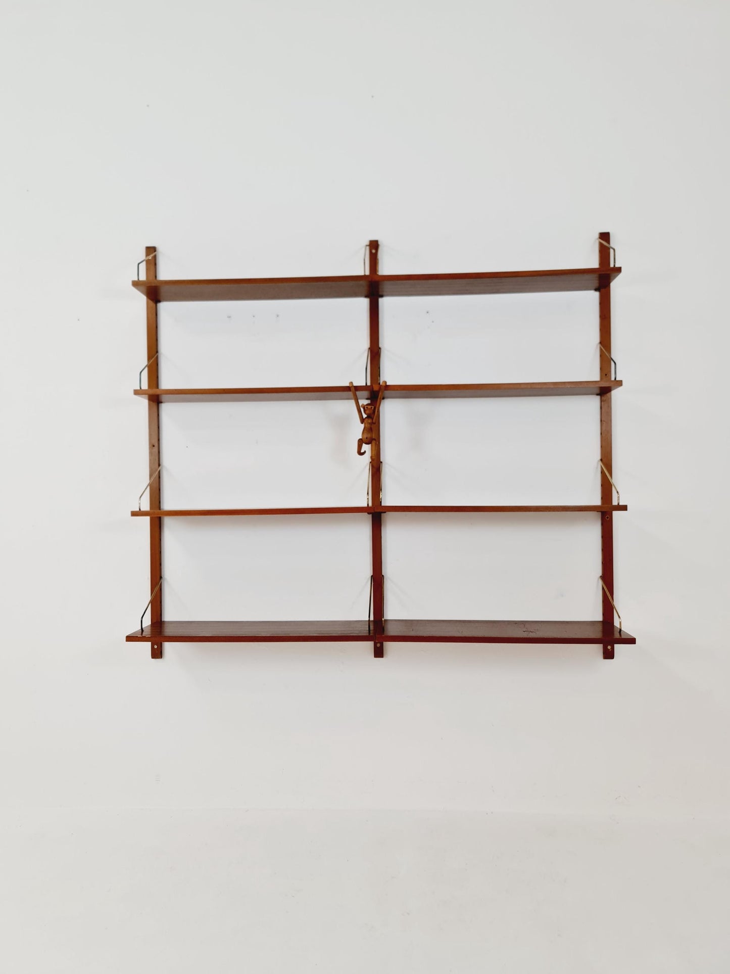 Midcentury Danish walnut Wall-Mounted Shelving Unit, by Royal for Poul Cadovius, 1960s