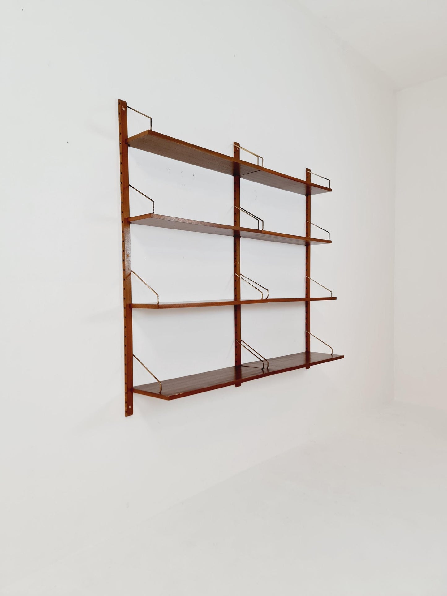 Midcentury Danish walnut Wall-Mounted Shelving Unit, by Royal for Poul Cadovius, 1960s