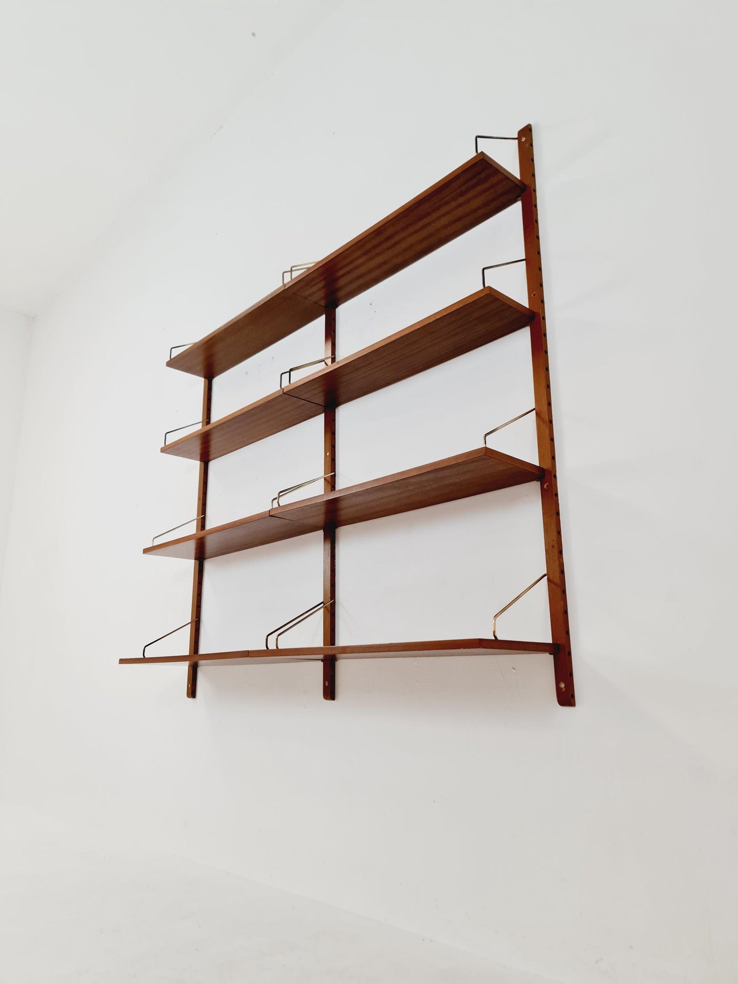Midcentury Danish walnut Wall-Mounted Shelving Unit, by Royal for Poul Cadovius, 1960s