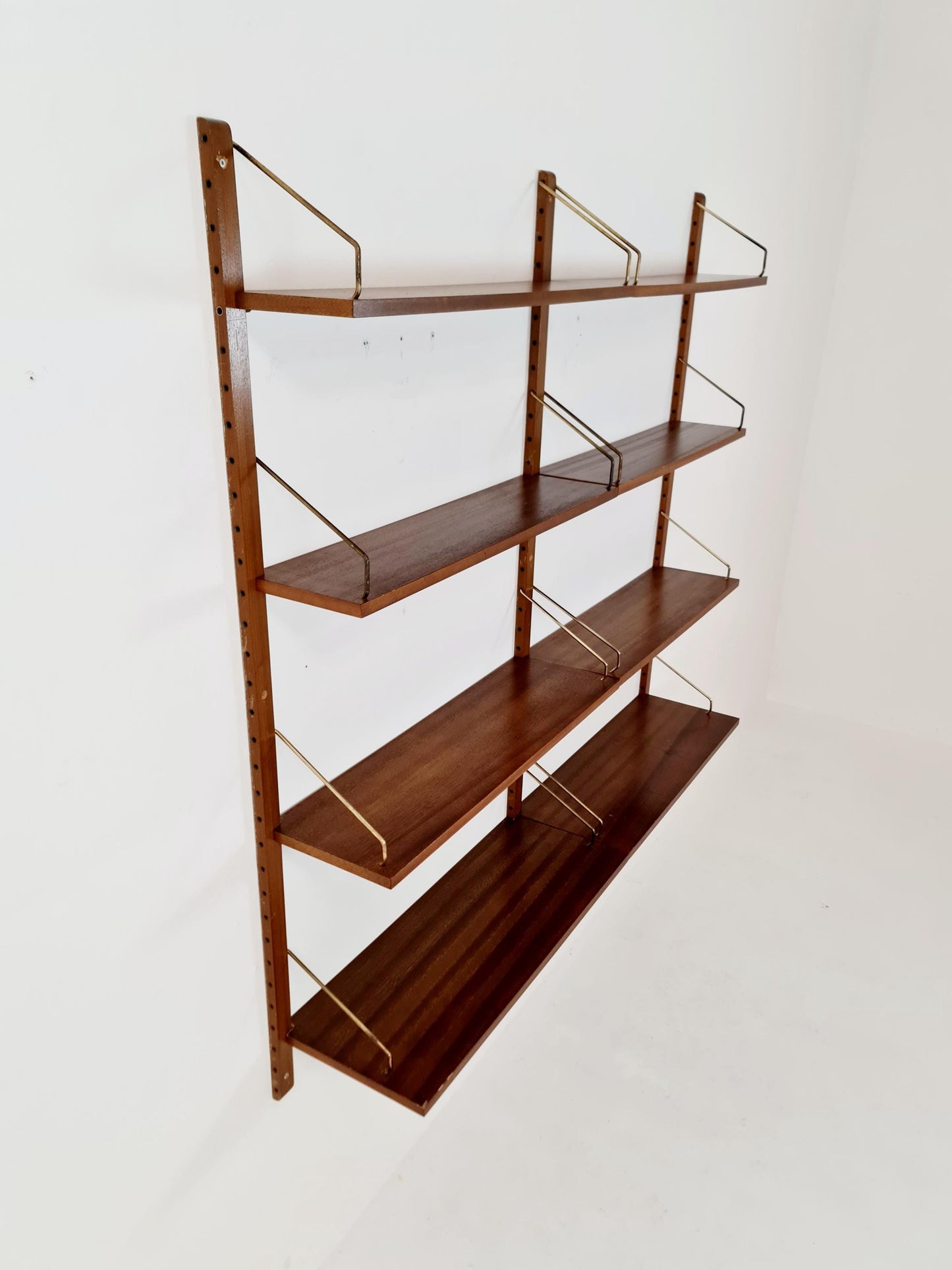 Midcentury Danish walnut Wall-Mounted Shelving Unit, by Royal for Poul Cadovius, 1960s
