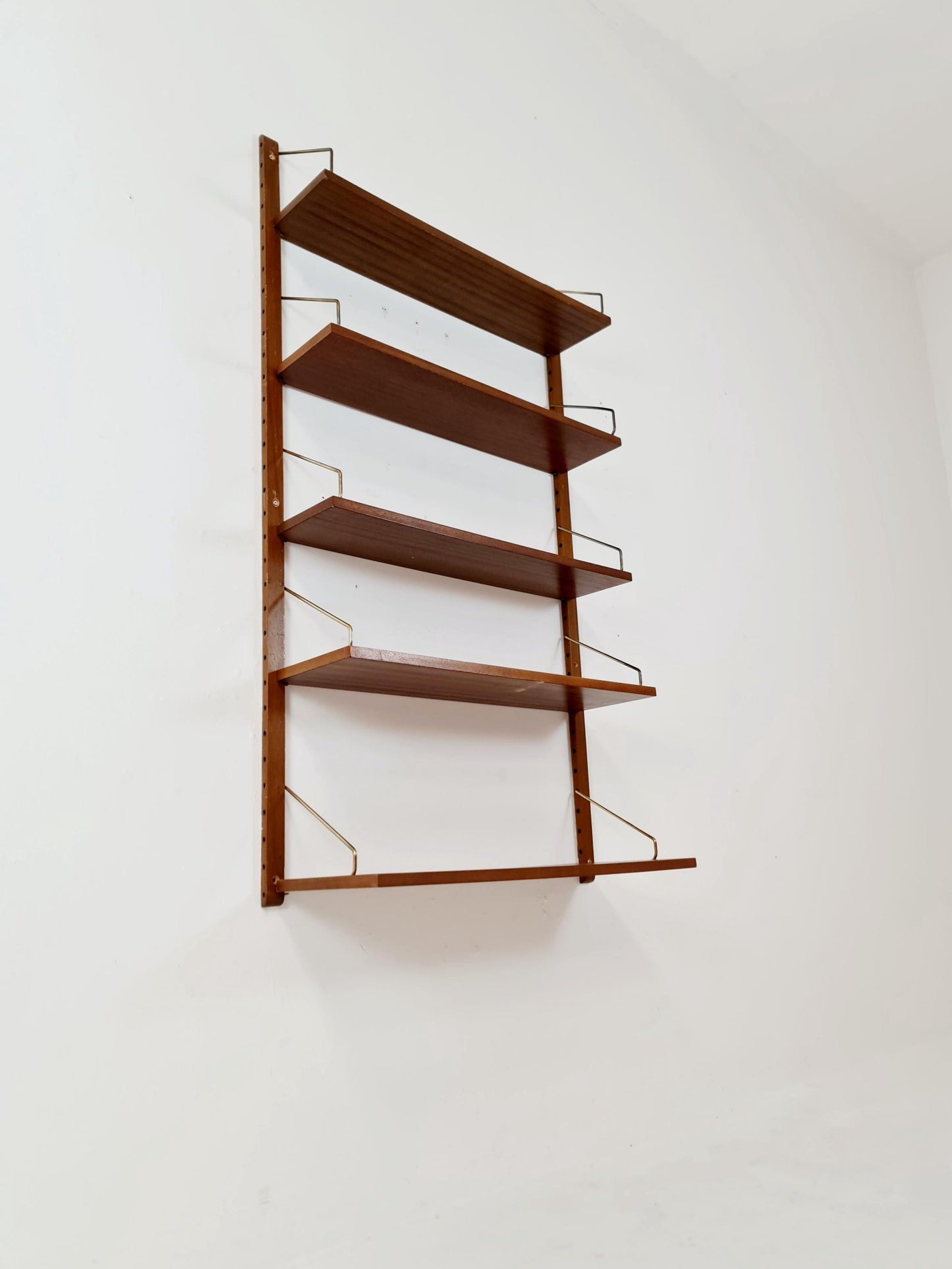Midcentury Danish walnut Wall-Mounted Shelving Unit, by Royal for Poul Cadovius, 1960s