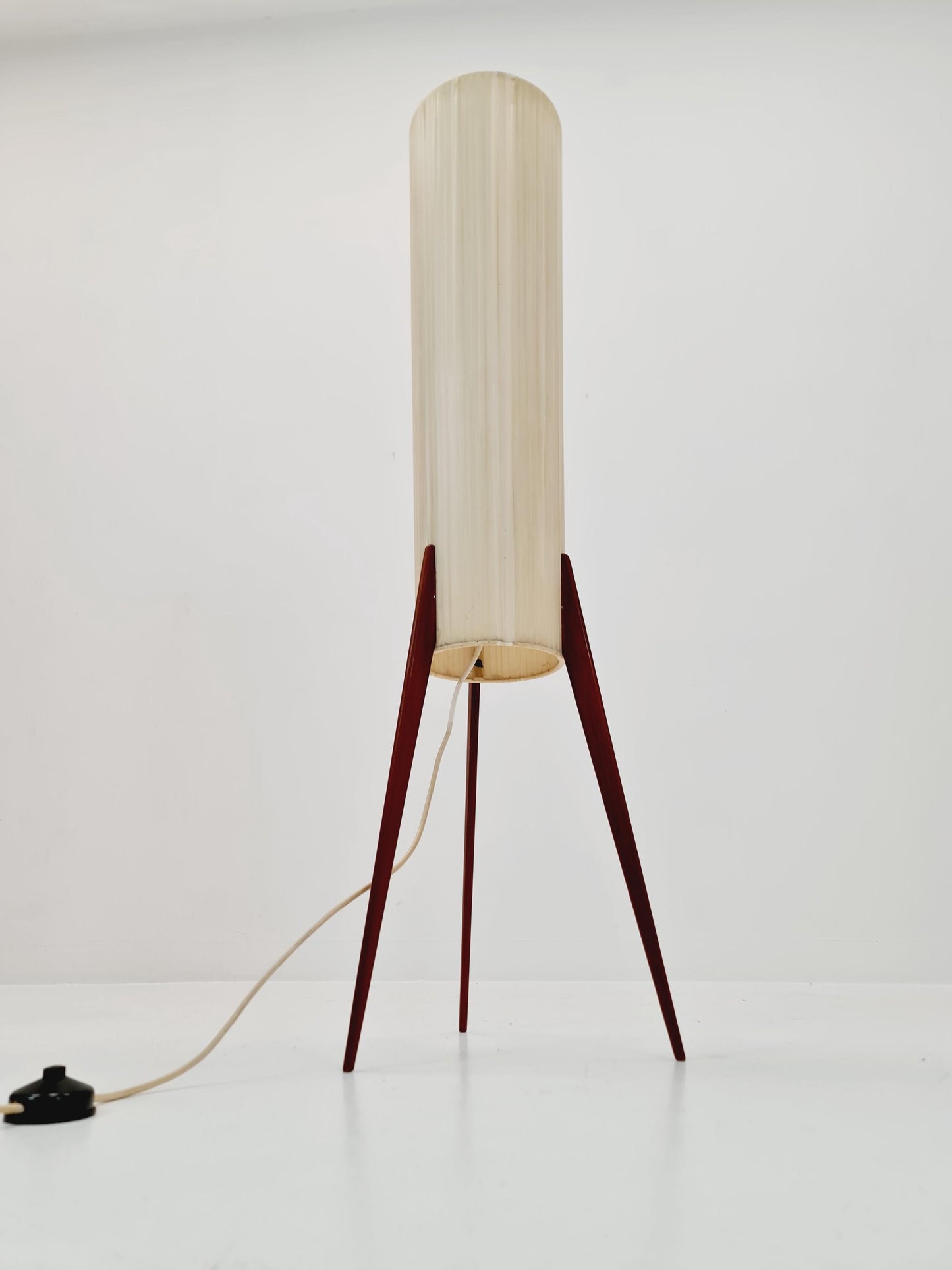 Midcentury Danish tripod rocket floor lamp teak, 1960s