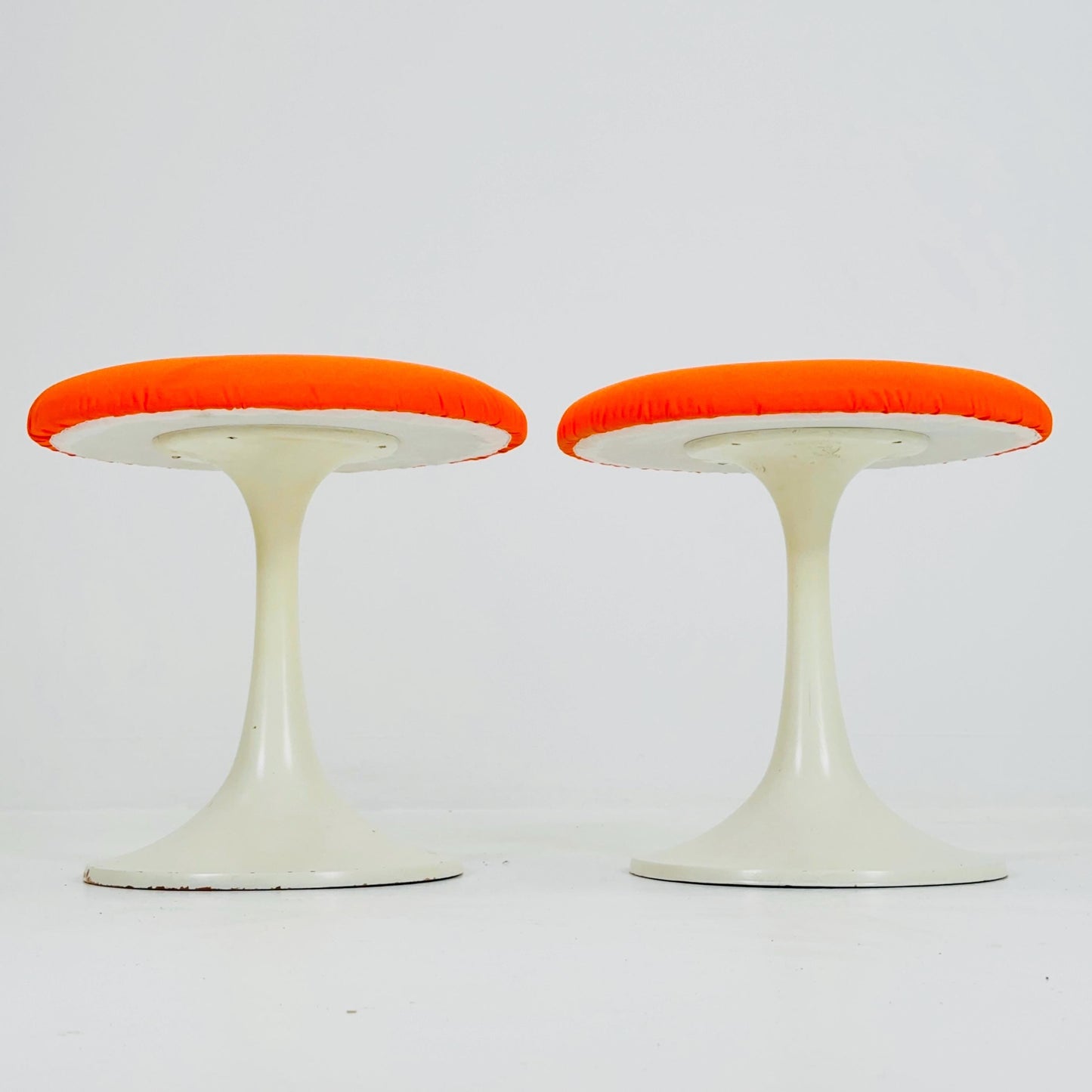 1 of 2 Mid-Century Tulip orange stool by Tamburin, Sweden, 1970s