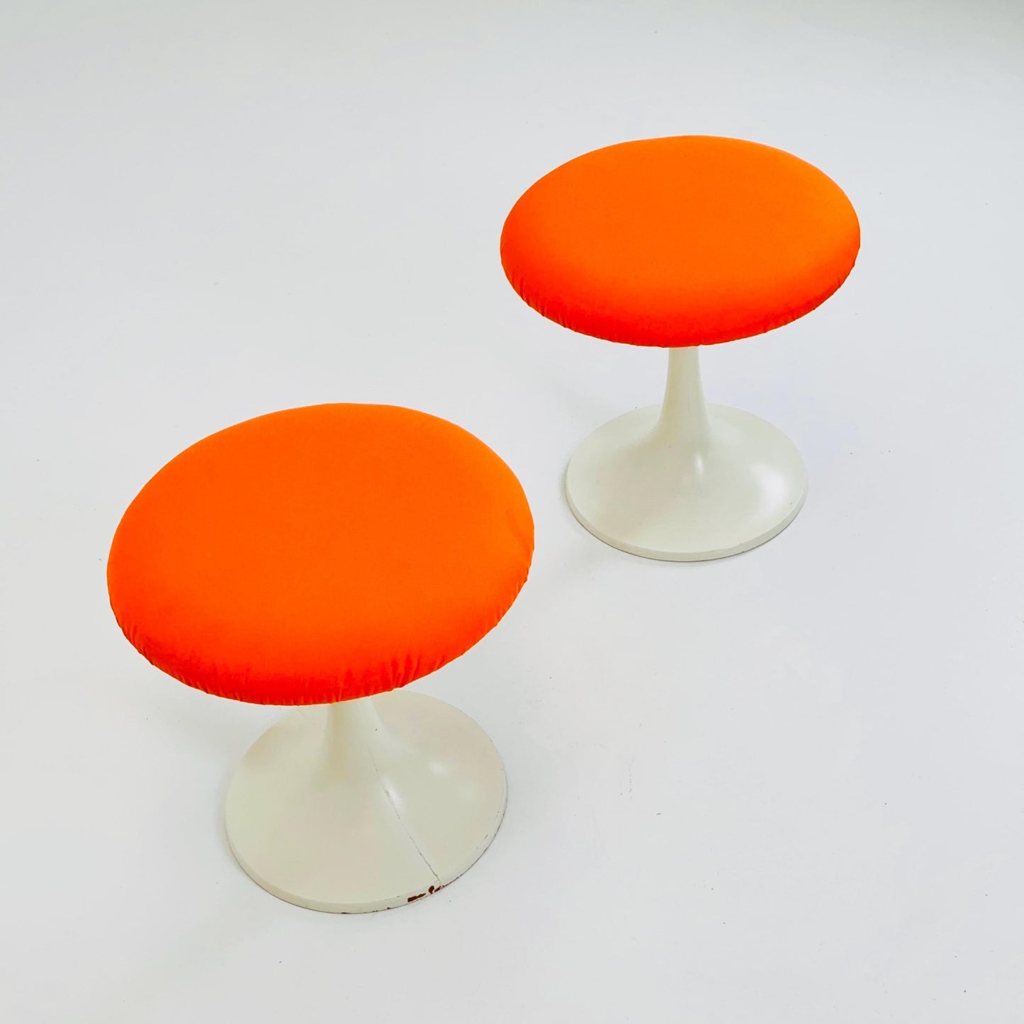 1 of 2 Mid-Century Tulip orange stool by Tamburin, Sweden, 1970s