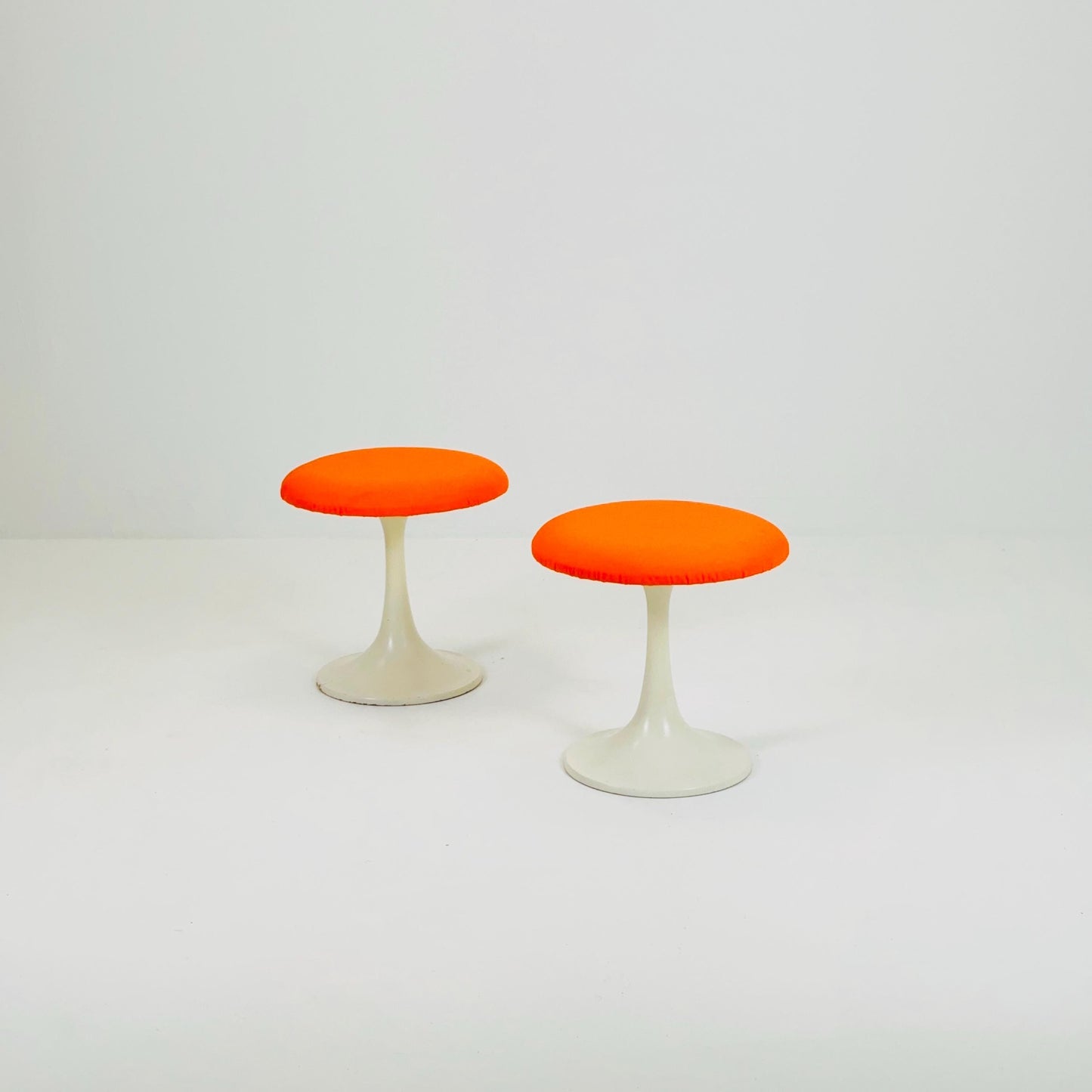 1 of 2 Mid-Century Tulip orange stool by Tamburin, Sweden, 1970s