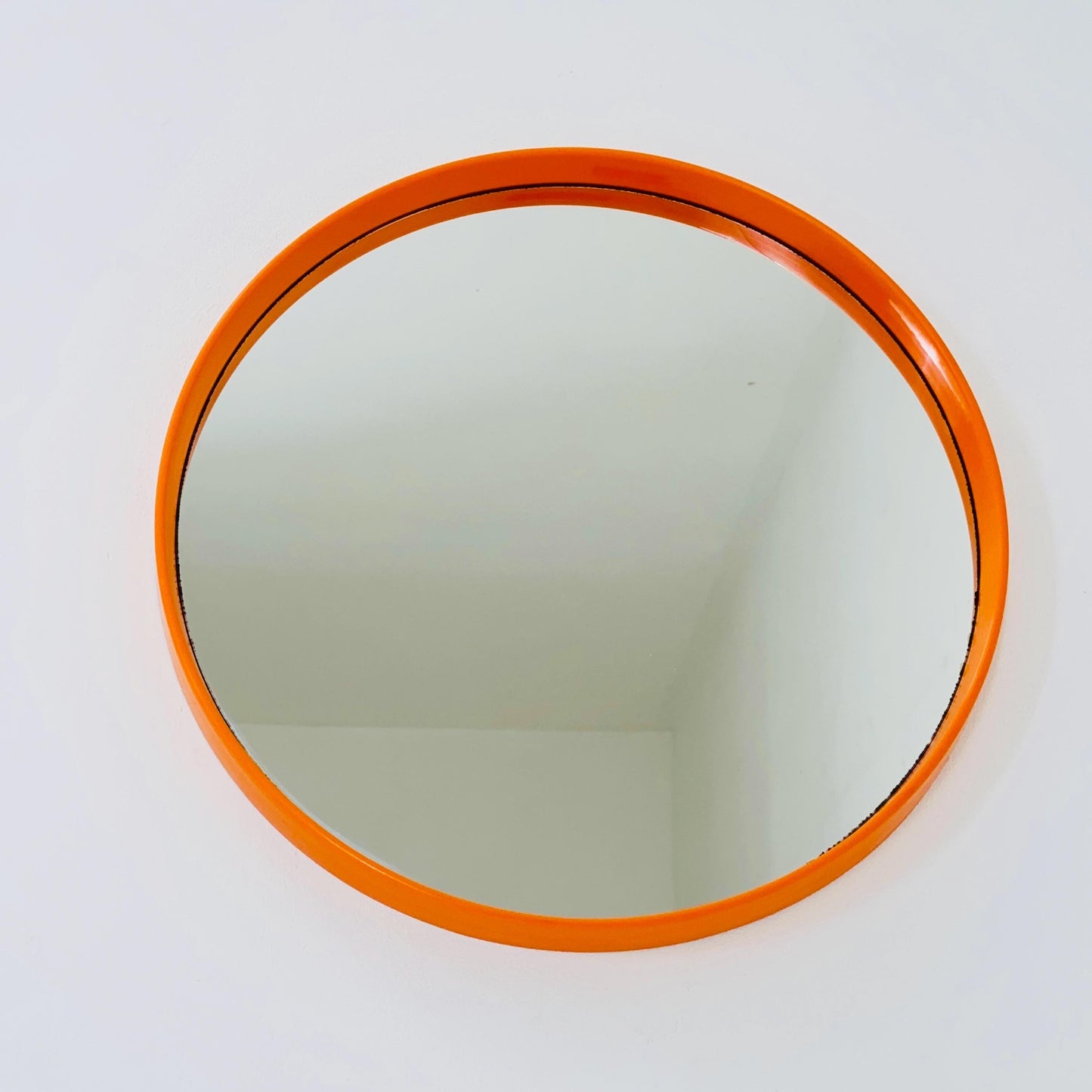 Space Age \Mid-Century Orange Round Mirrror, 1970s Germany