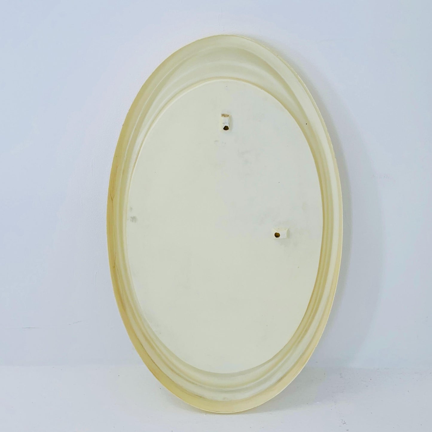 space age oval white cream wall mirror Germany 1970s