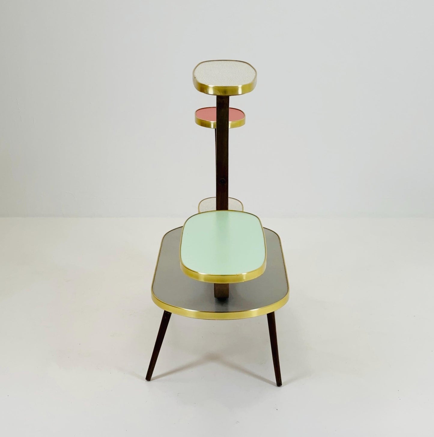 Rare Large German Plant Stand, Colorful Vintage Mid-Century Minimalist Indoor Plant Stand Side Table Retro flower table, 1950s