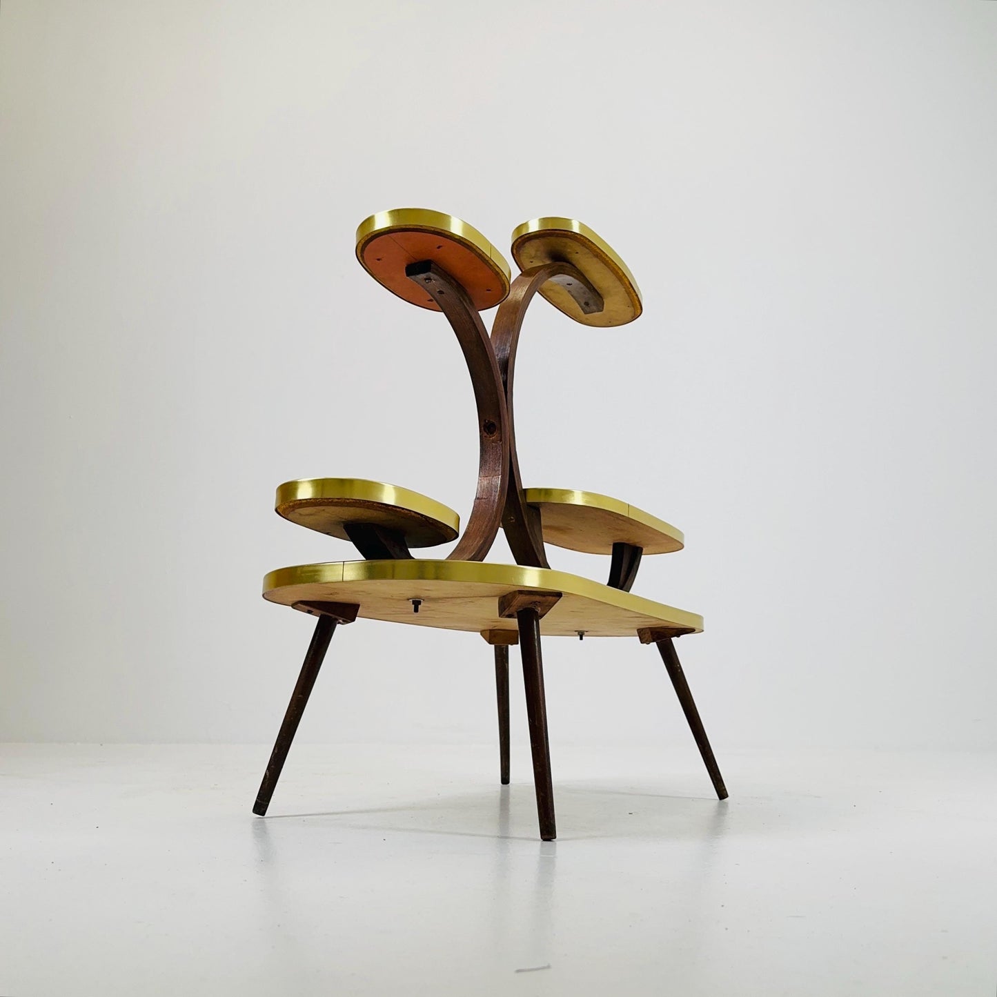 Rare Large German Plant Stand, Colorful Vintage Mid-Century Minimalist Indoor Plant Stand Side Table Retro flower table, 1950s