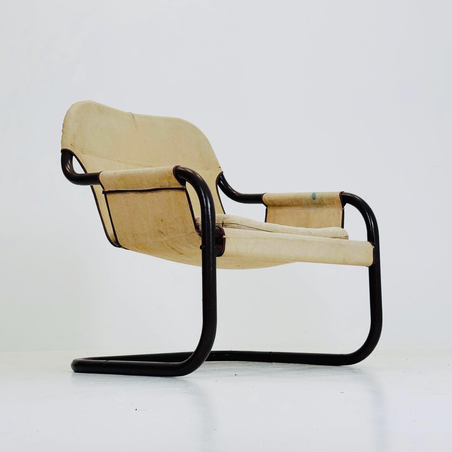 Mid century century Bauhaus tubular canvas armchair for Tomas Jelinek by IKEA 1980s