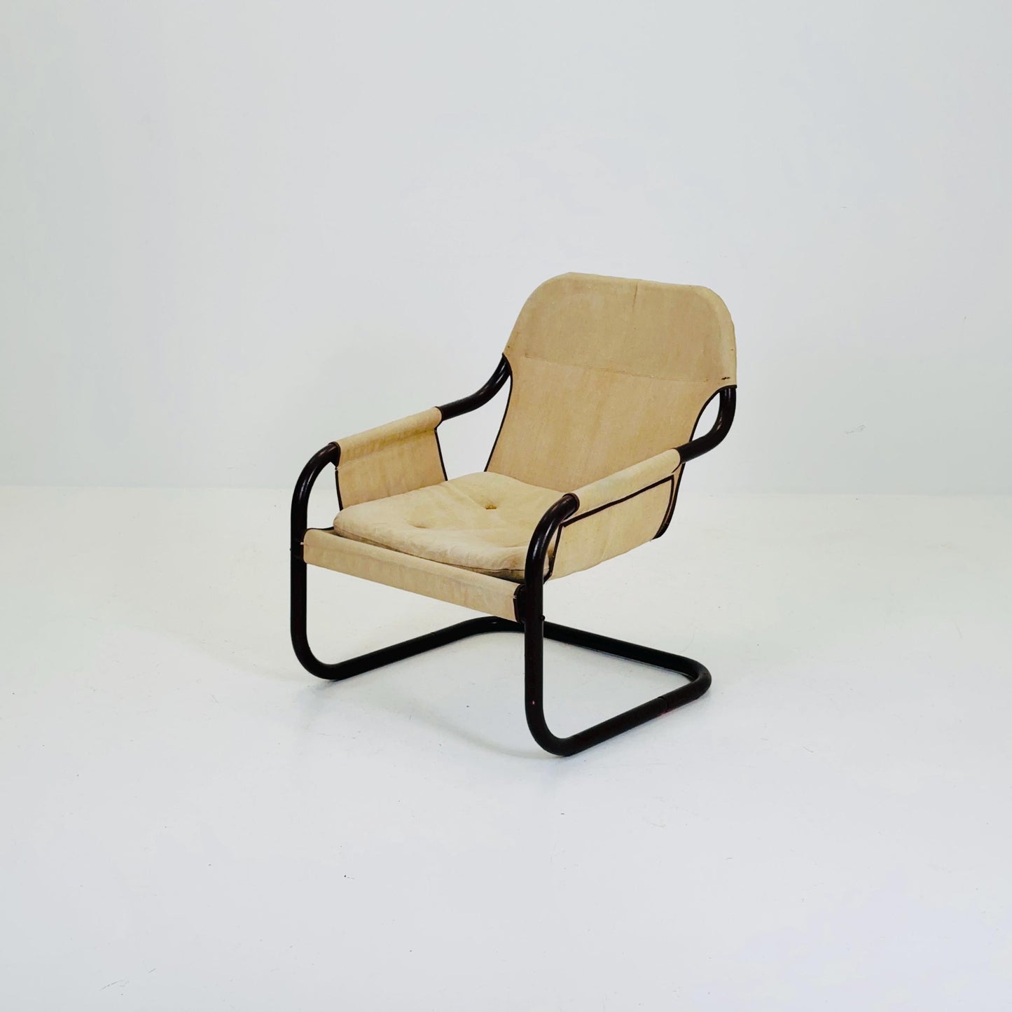 Mid century century Bauhaus tubular canvas armchair for Tomas Jelinek by IKEA 1980s