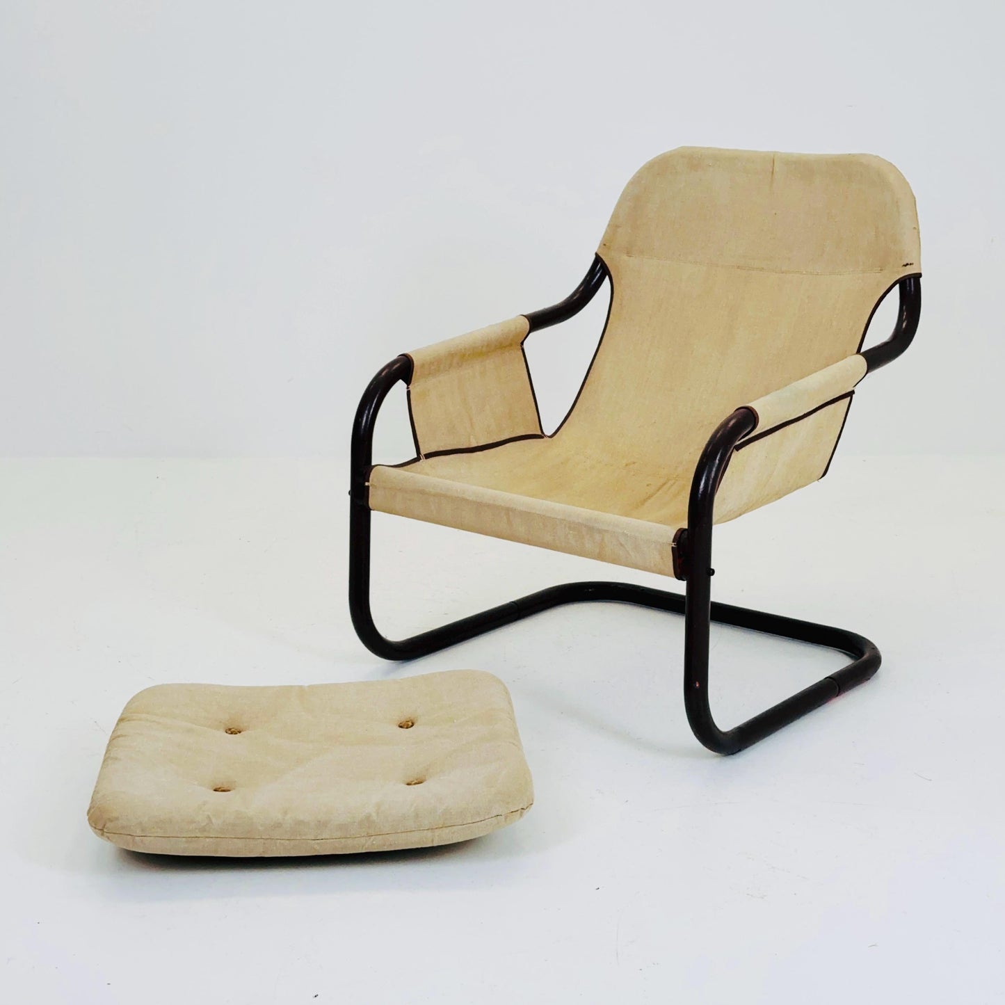 Mid century century Bauhaus tubular canvas armchair for Tomas Jelinek by IKEA 1980s