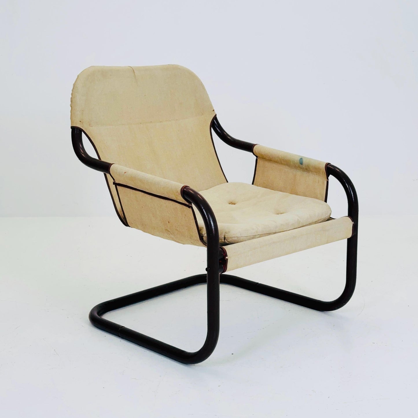 Mid century century Bauhaus tubular canvas armchair for Tomas Jelinek by IKEA 1980s