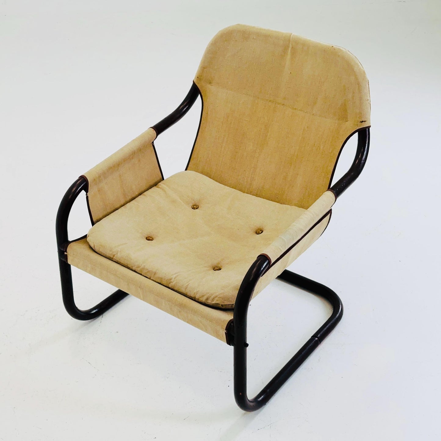 Mid century century Bauhaus tubular canvas armchair for Tomas Jelinek by IKEA 1980s