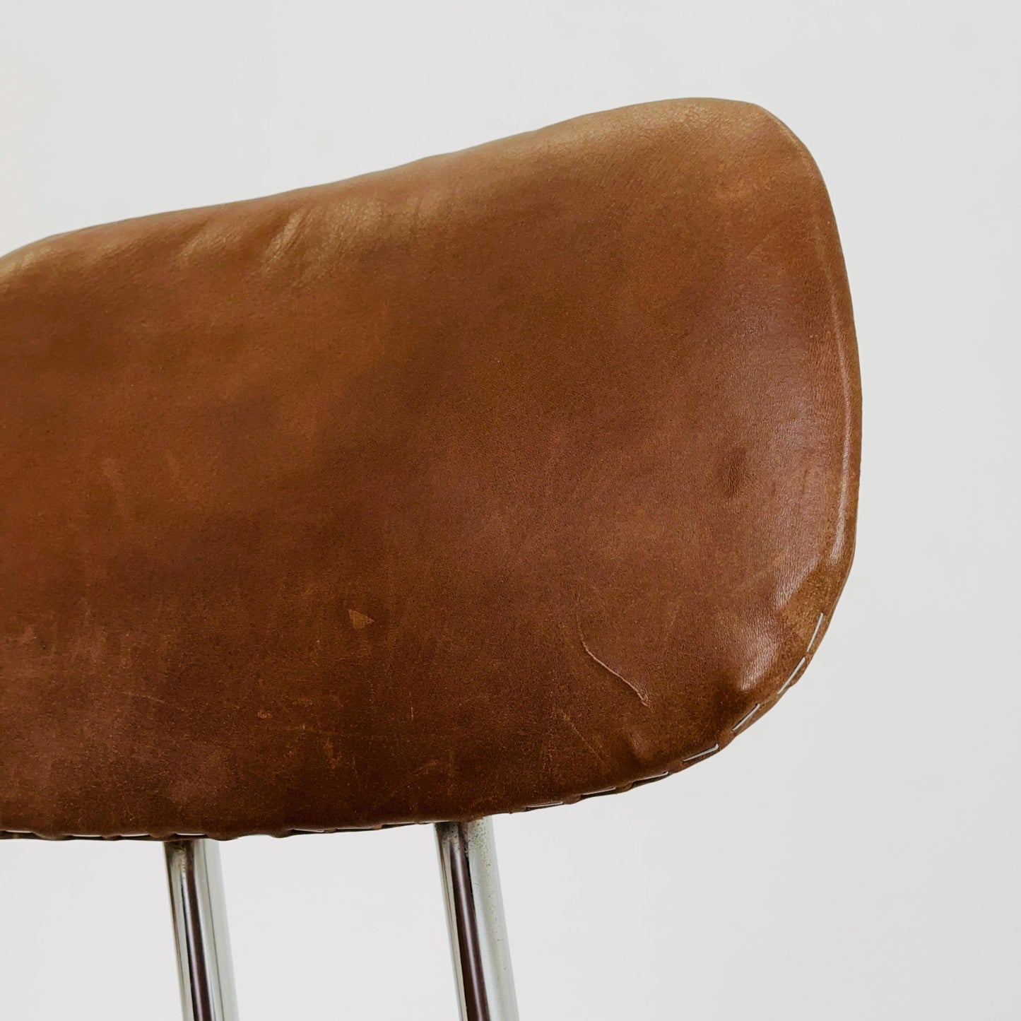 Vintage office/desk chair in brown leather with swivel steel structure Italy 1960s