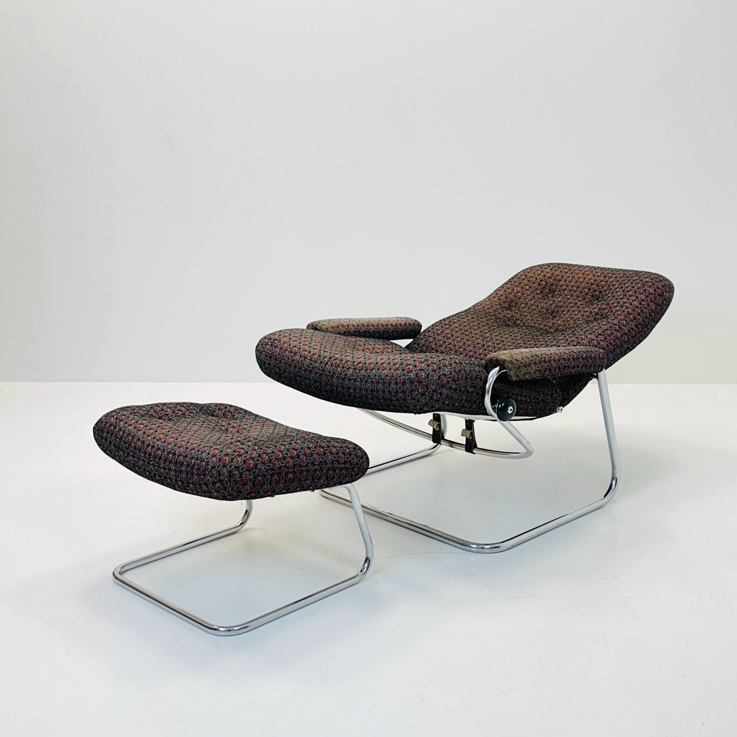 Mid century Ekornes reclining armchair and ottoman Norway 1980s
