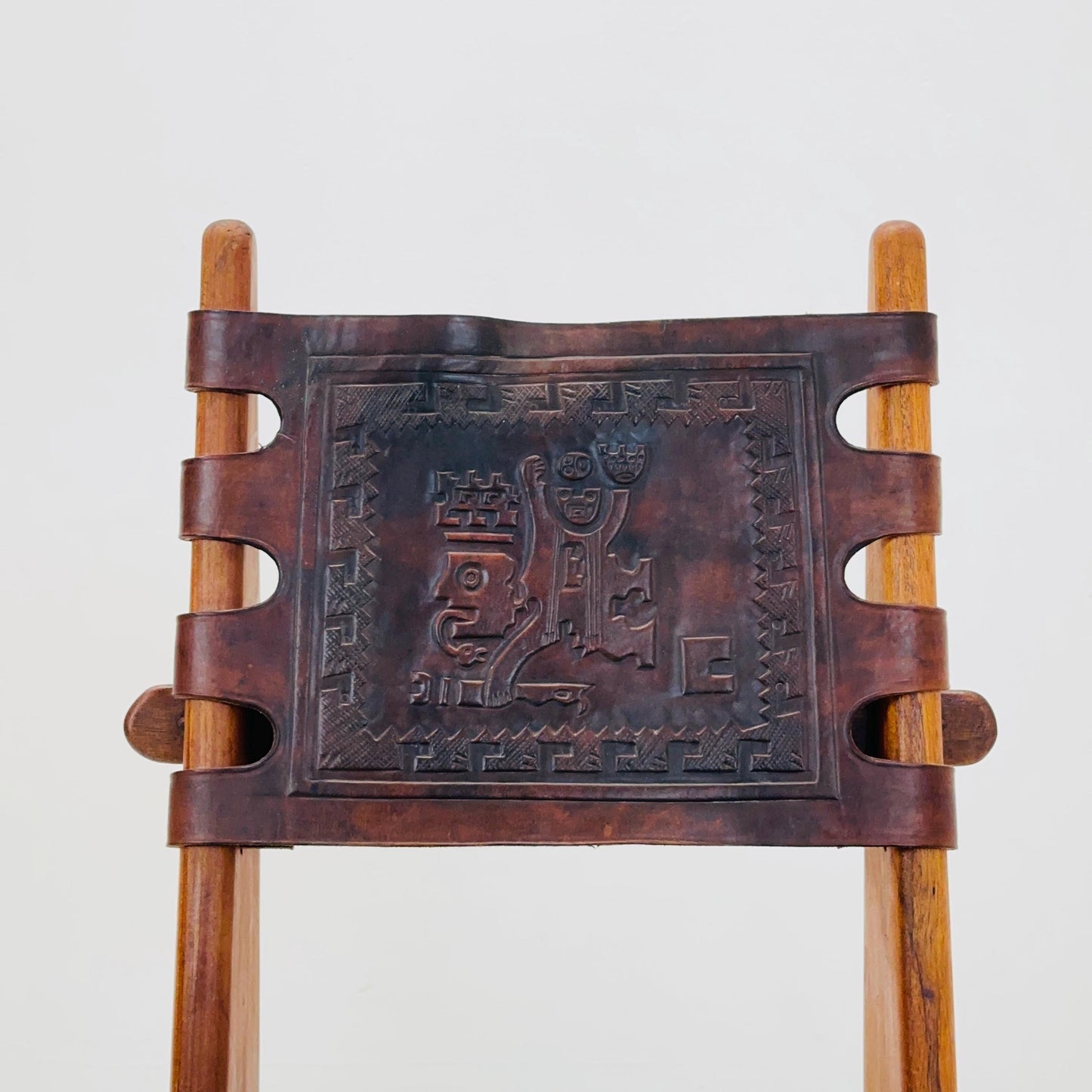 Ecuadorian dining chair with stamped leather by Angel Pazmino, 1960s
