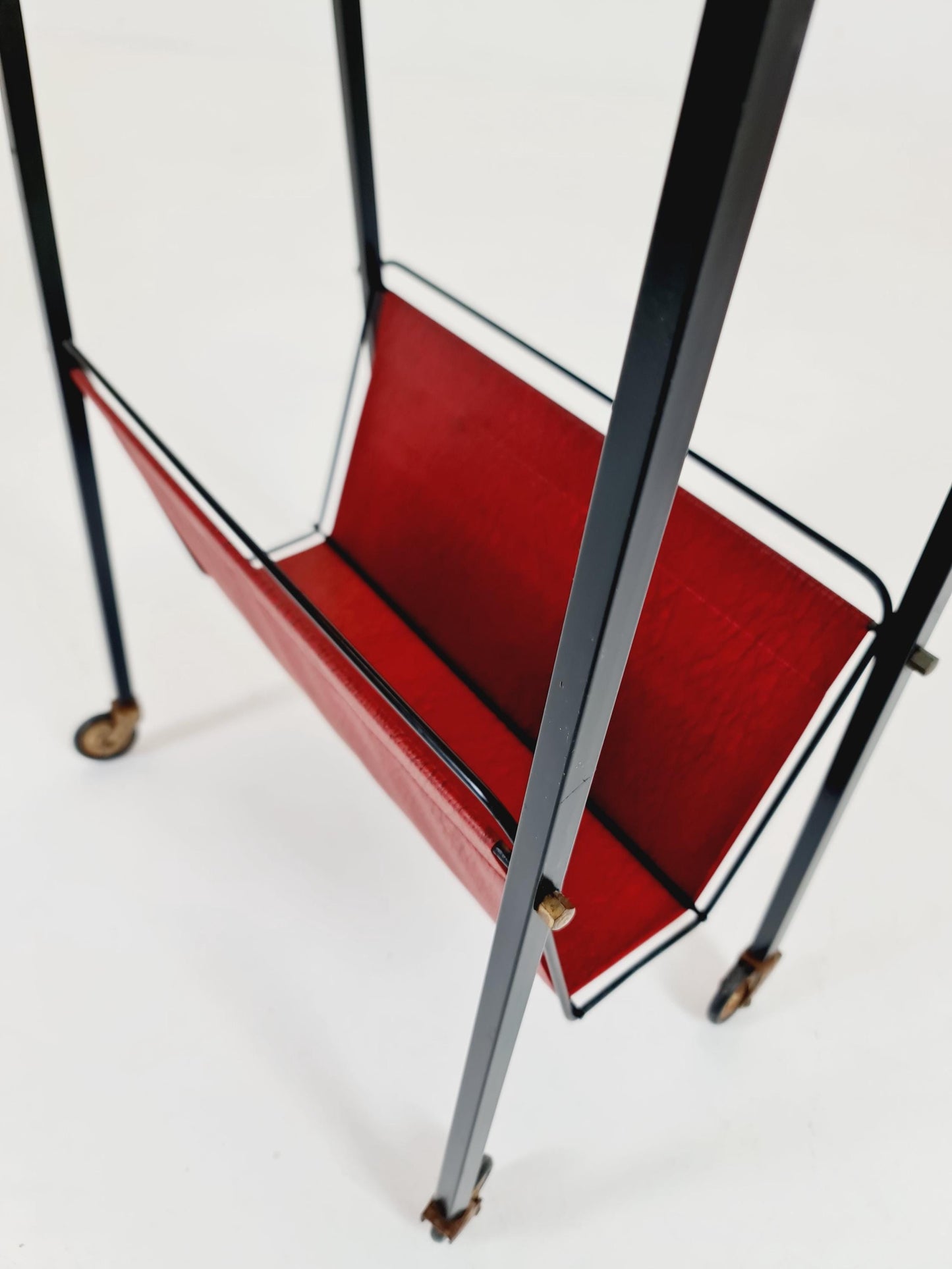 Vintage German mid century trolley bar cart in teak & metal, 1960s