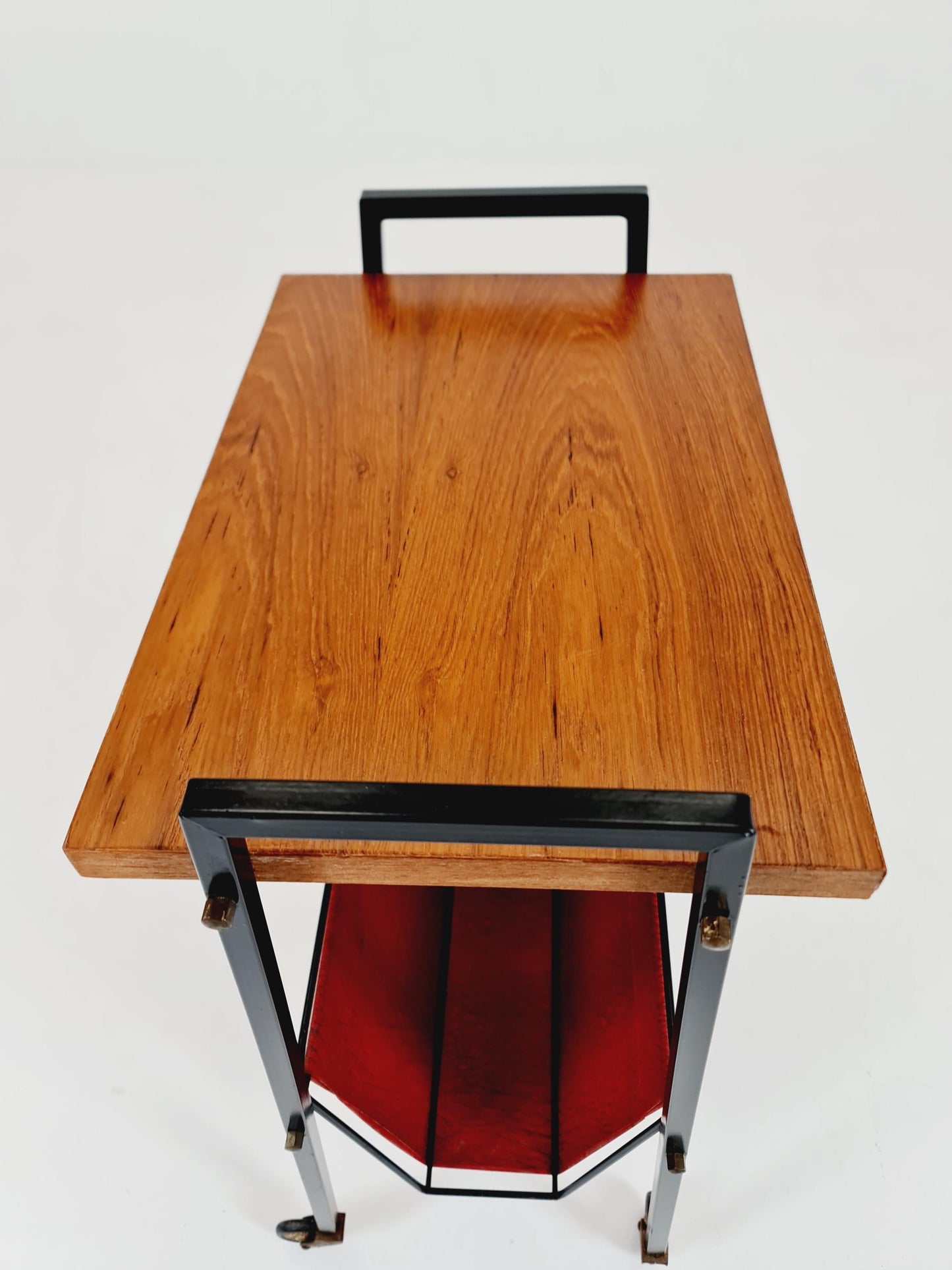 Vintage German mid century trolley bar cart in teak & metal, 1960s