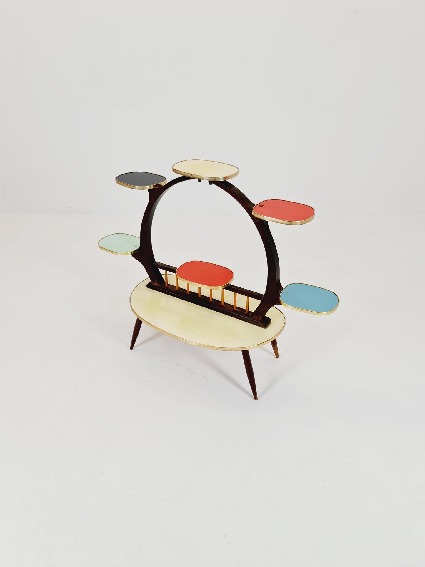 Big 1950s German Plant Stand, Colorful Vintage Mid-Century Minimalist Indoor Plant Stand Side Table Retro flower table