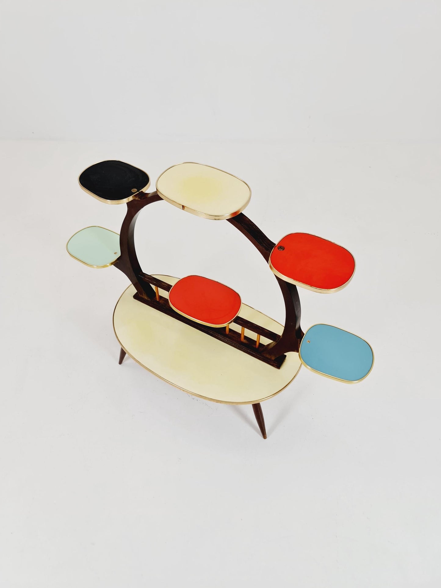 Big 1950s German Plant Stand, Colorful Vintage Mid-Century Minimalist Indoor Plant Stand Side Table Retro flower table