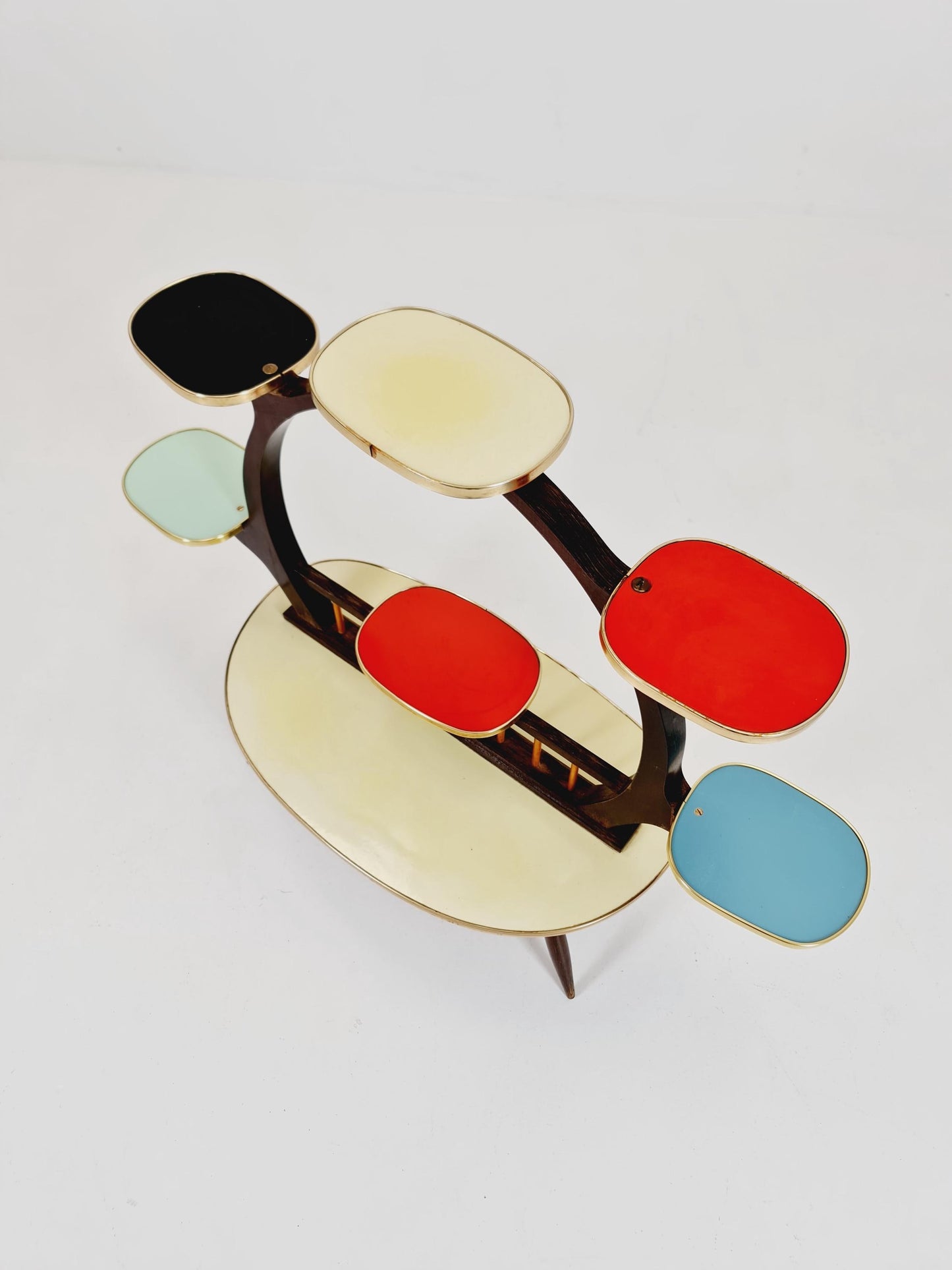 Big 1950s German Plant Stand, Colorful Vintage Mid-Century Minimalist Indoor Plant Stand Side Table Retro flower table