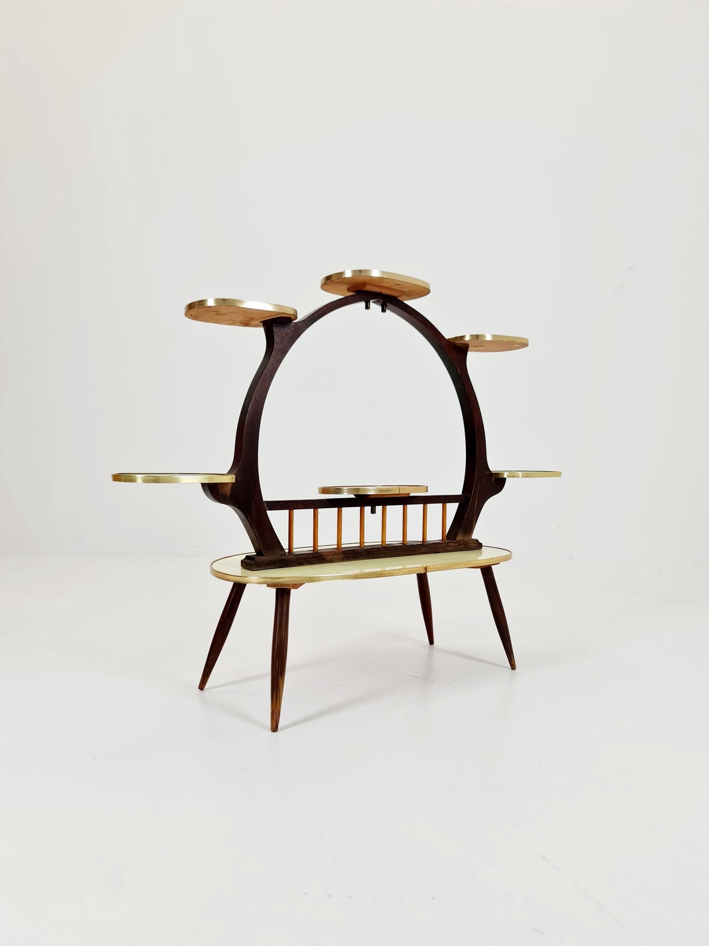 Big 1950s German Plant Stand, Colorful Vintage Mid-Century Minimalist Indoor Plant Stand Side Table Retro flower table