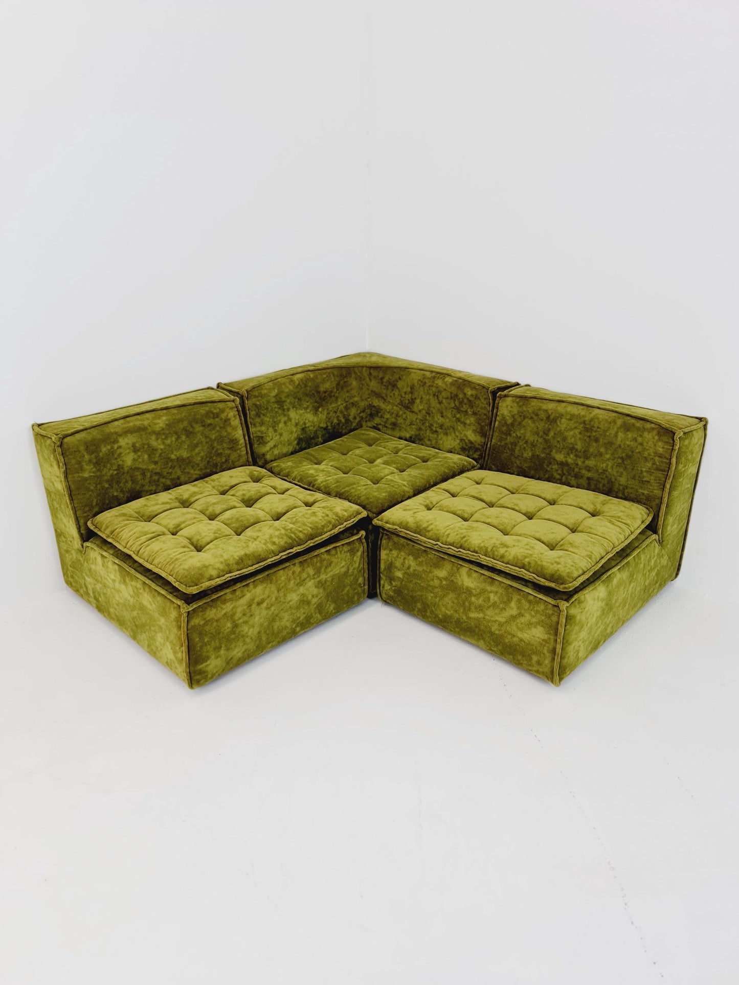 Italian mid century brown modular sofa/couch, 1970s, set of 3