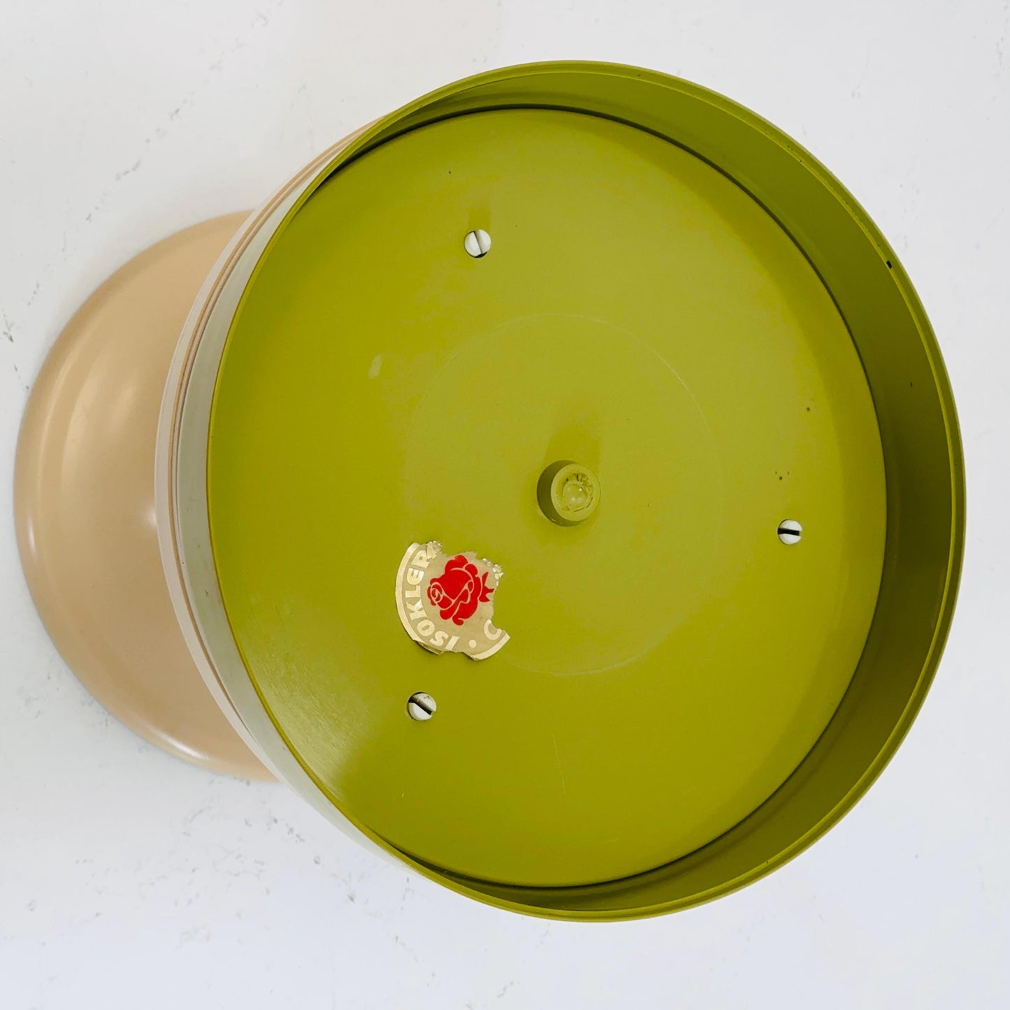 Beige / green vintage stool by Isoklepa - space age stool - Tulip Stool - Vintage Upholstered Plastic Stool - Germany, 1970s