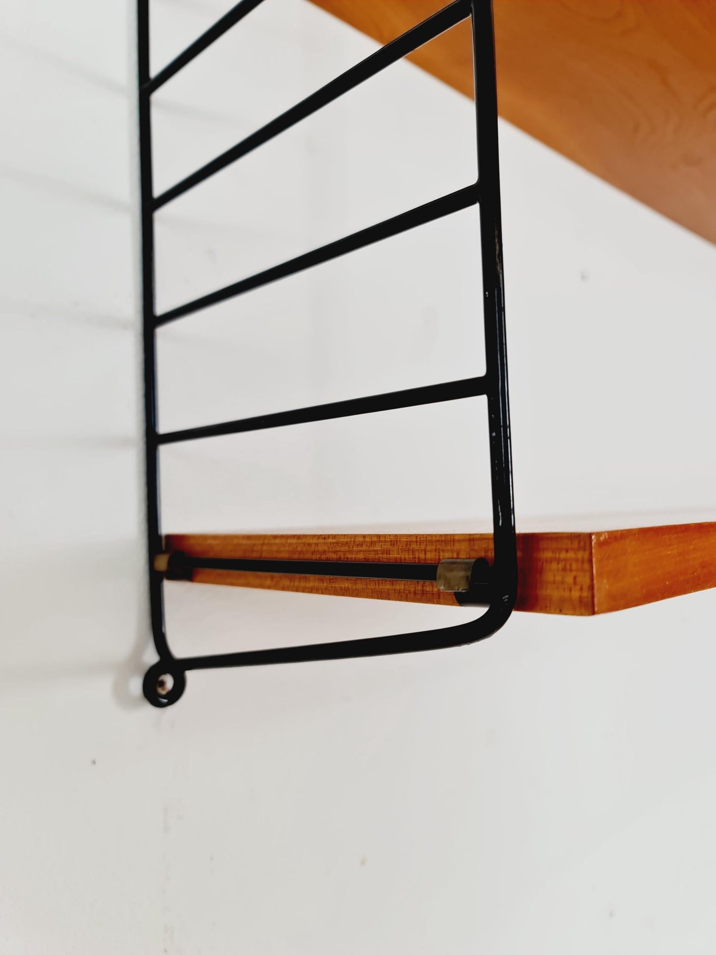 Original MCM Ash shelving system - consists of black lacquered metal ladders, from string Stockholm 1960s