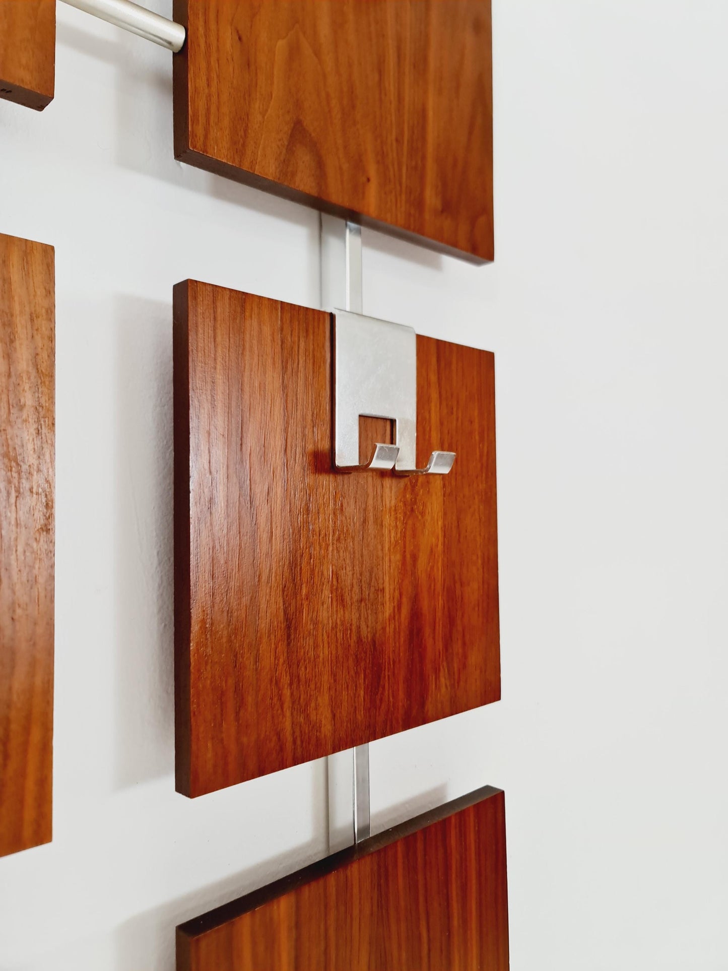 Germany Mid Century teak coat rack/ hallway wall wardrobe/ hat rack, 1960s