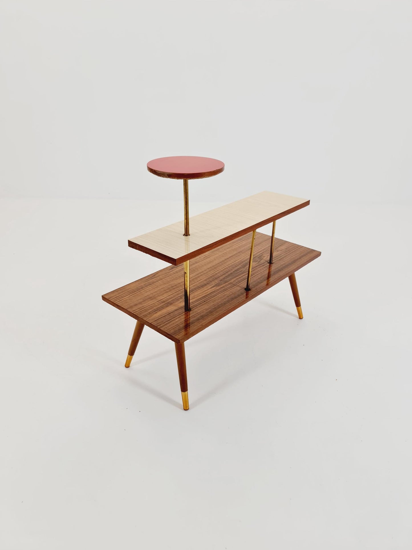 Big 1950s German Plant Stand, Colorful Vintage Mid-Century Minimalist Indoor Plant Stand Side Table Retro flower table