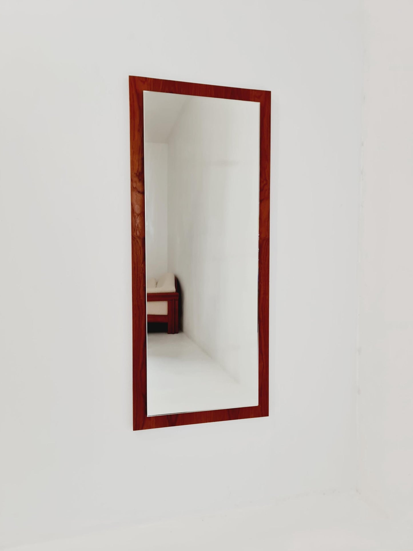 Big Teak Swedish mid-century Modern wall-mounted mirror , 1960s