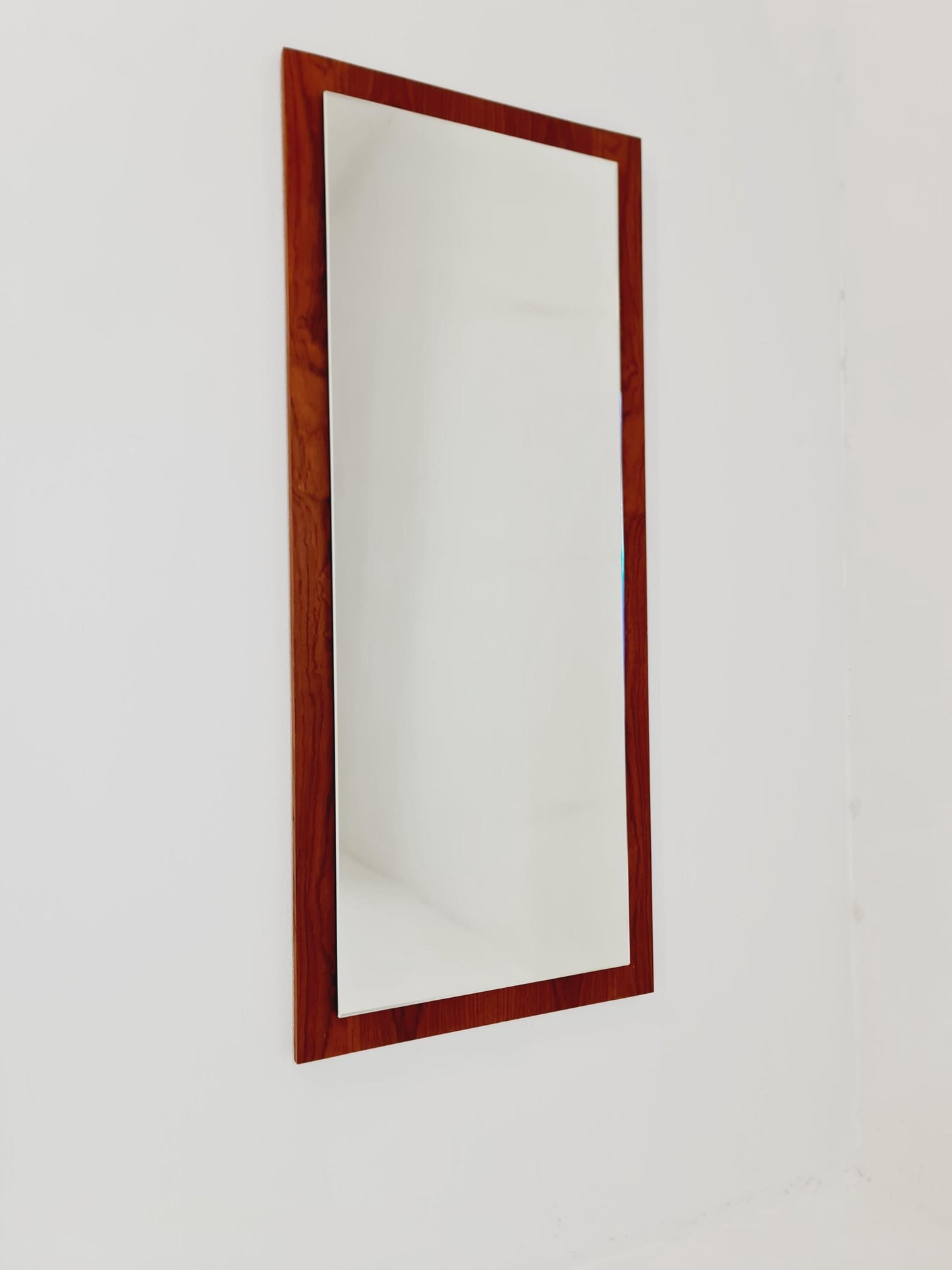 Big Teak Swedish mid-century Modern wall-mounted mirror , 1960s